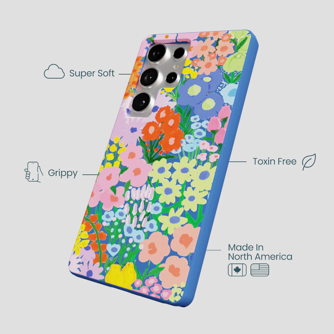 Electric Blue Painted Garden Samsung Galaxy S25 Ultra Case - Image 4