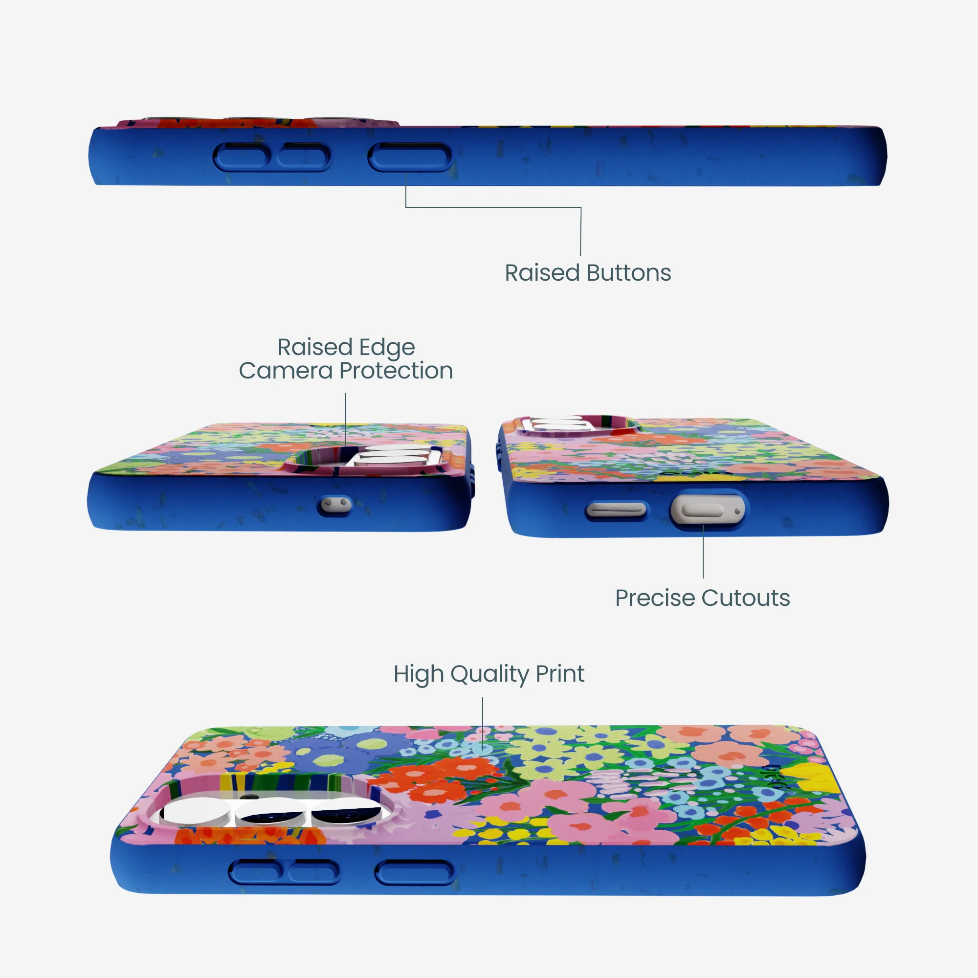 Electric Blue Painted Garden Samsung Galaxy S26 Case - Image 3