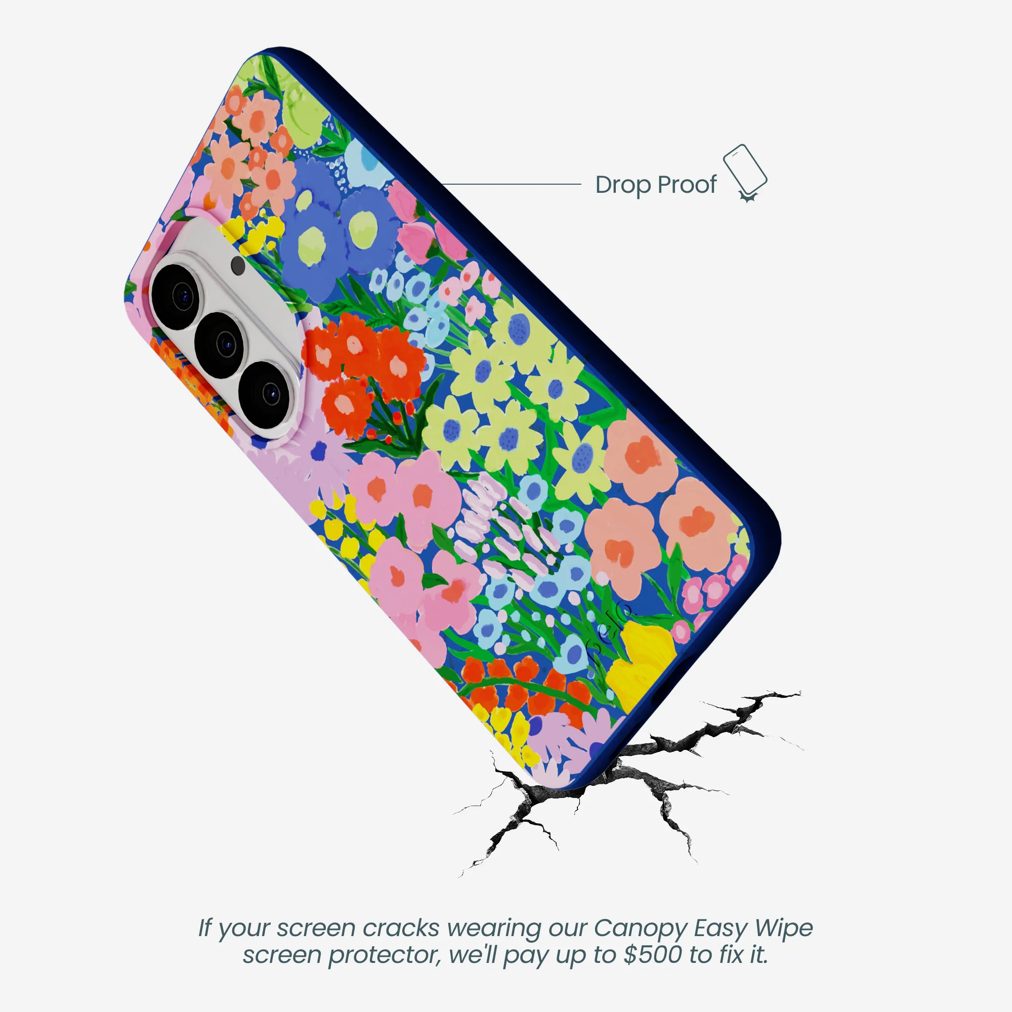 Electric Blue Painted Garden Samsung Galaxy S26 Case - Image 5