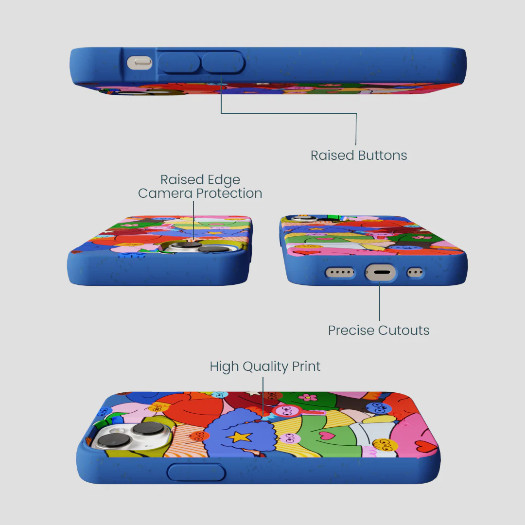 Electric Blue Pals iPhone 13 Case - Image 3