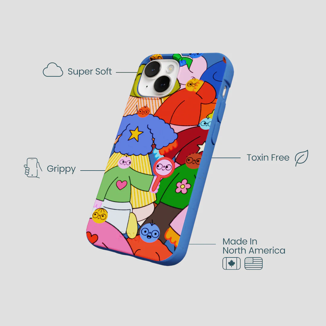 Electric Blue Pals iPhone 13 Mini Case - Image 4