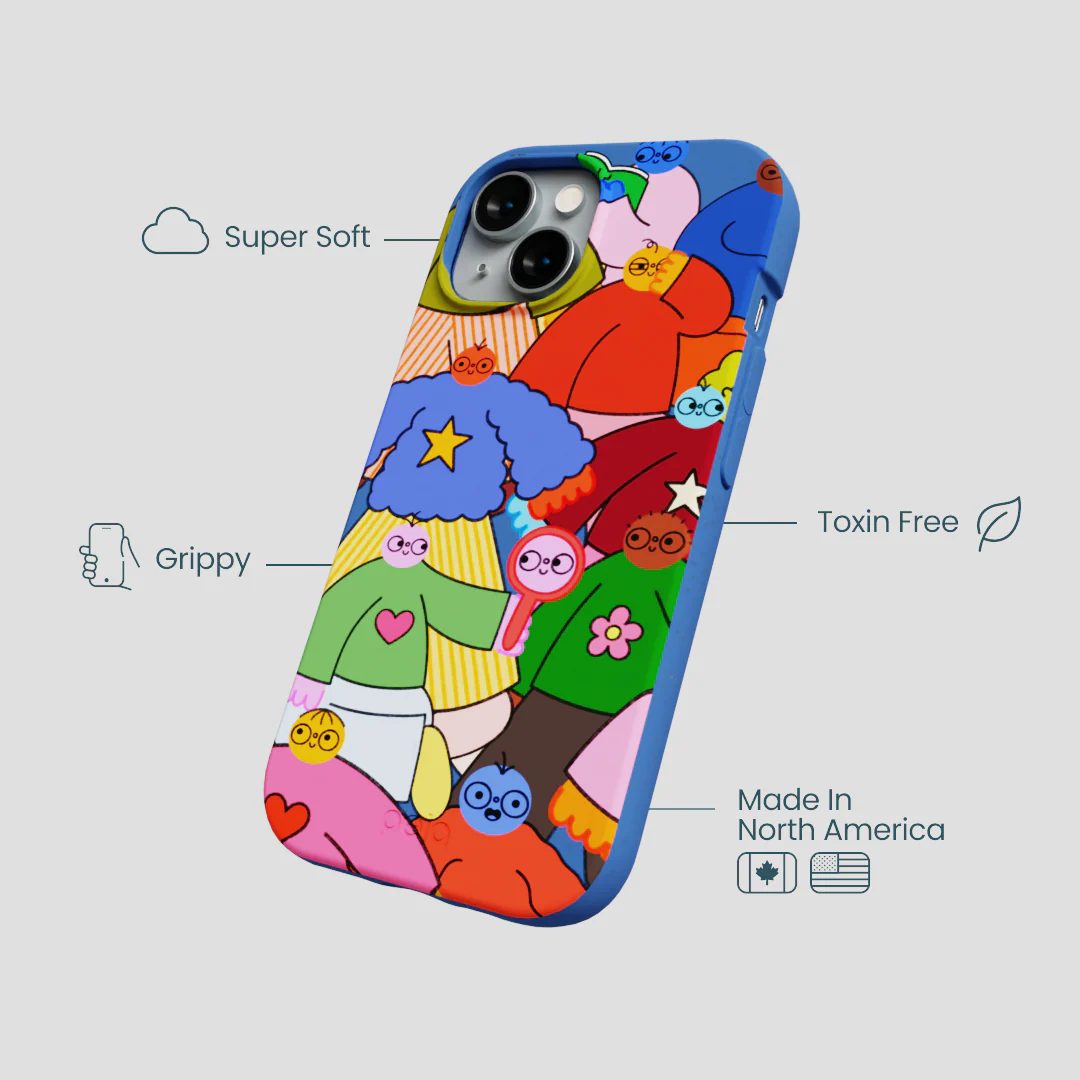 Electric Blue Pals iPhone 14 Case - Image 4