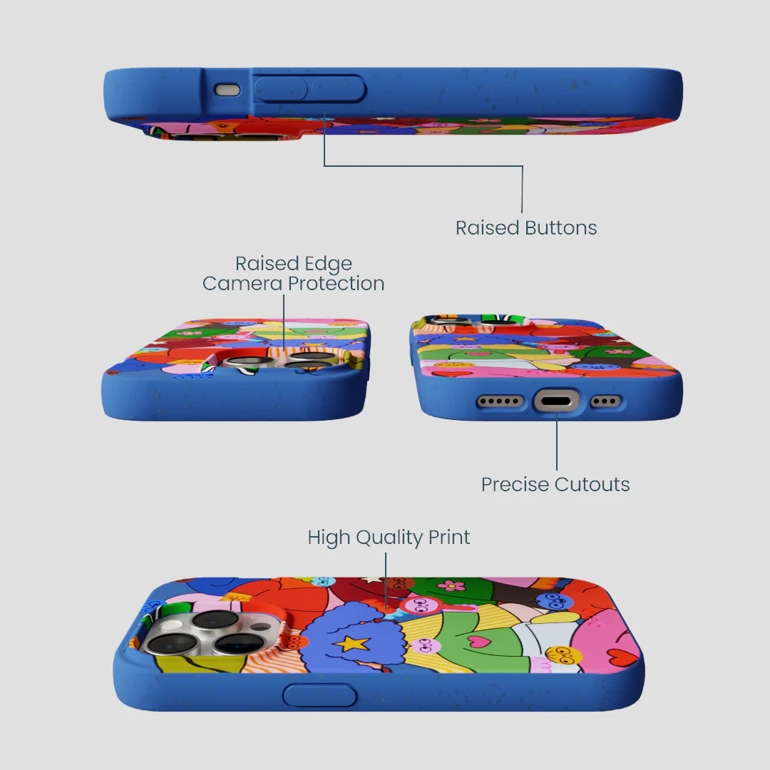 Electric Blue Pals iPhone 15 Pro Case - Image 3