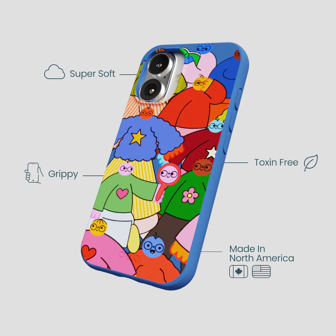 Electric Blue Pals iPhone 16 Case - Image 4