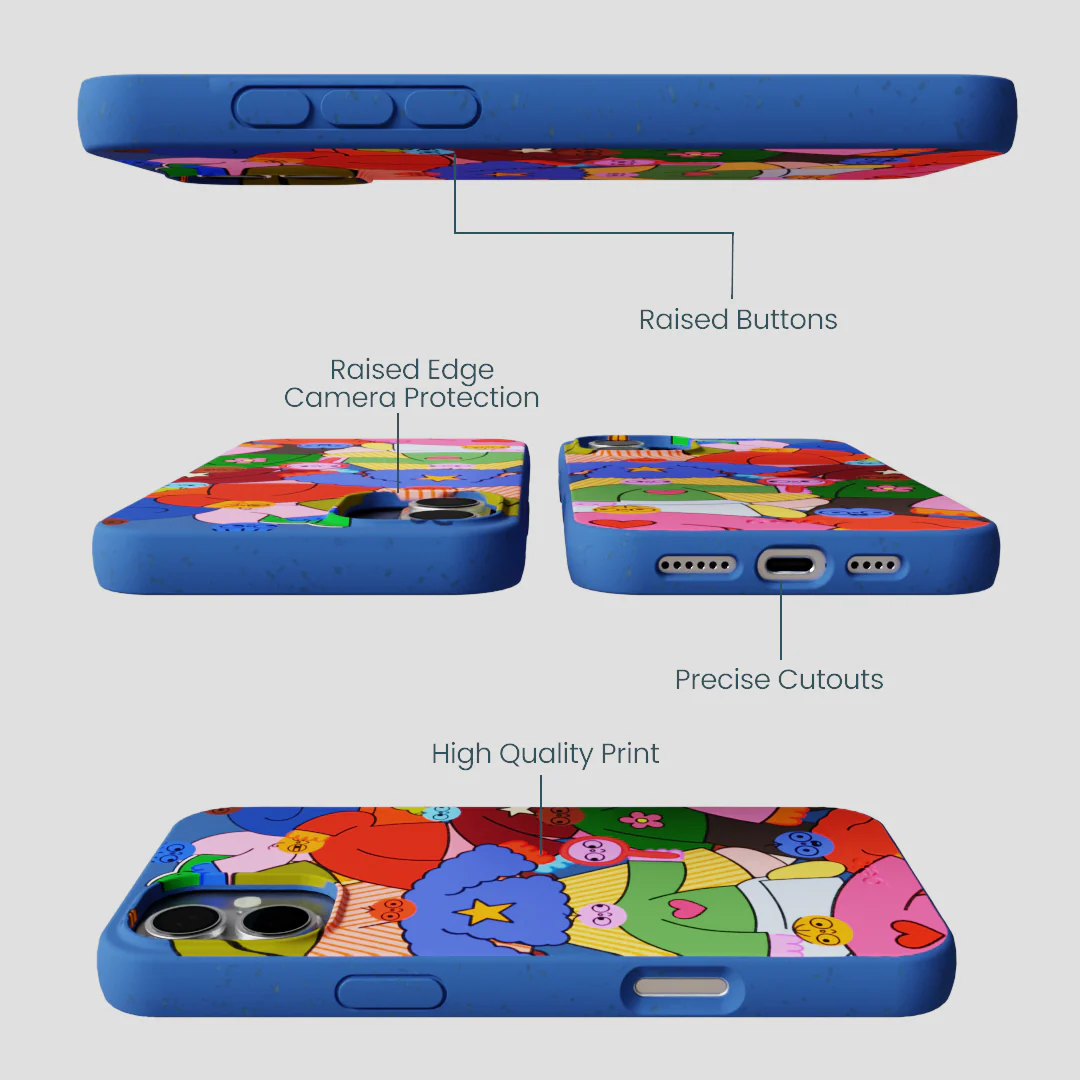 Electric Blue Pals iPhone 16 Plus Case - Image 3