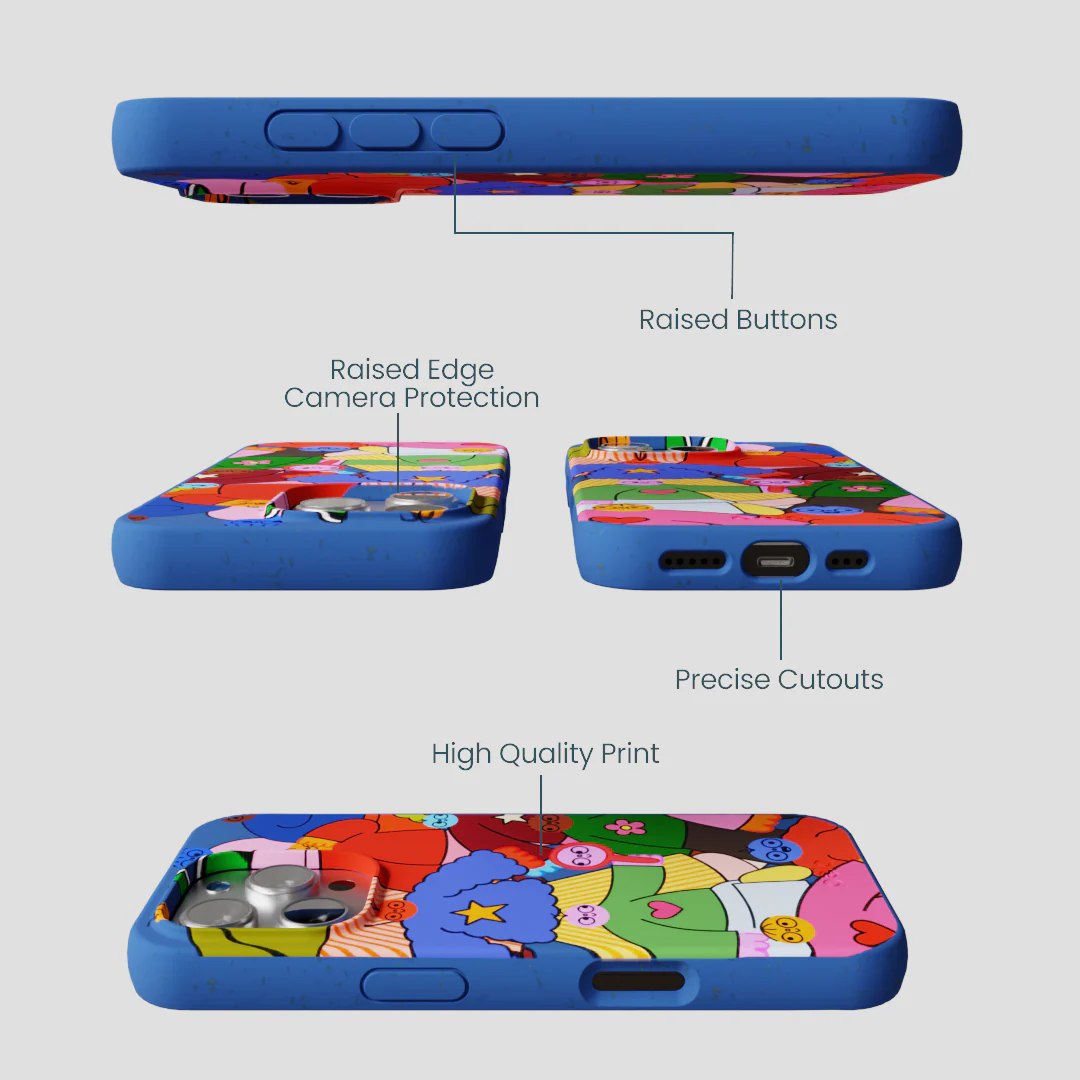 Electric Blue Pals iPhone 16 Pro Case - Image 3