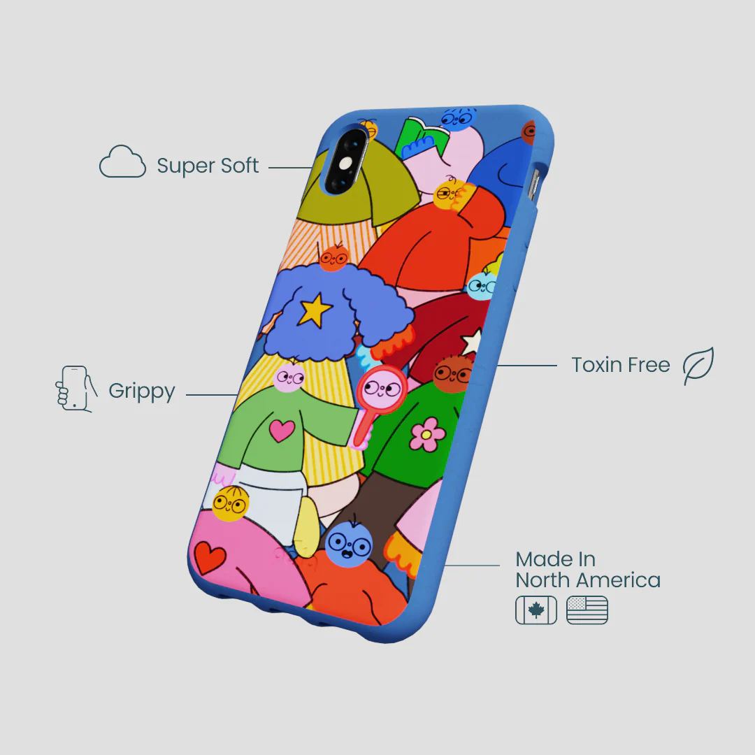 Electric Blue Pals iPhone XR Case - Image 4
