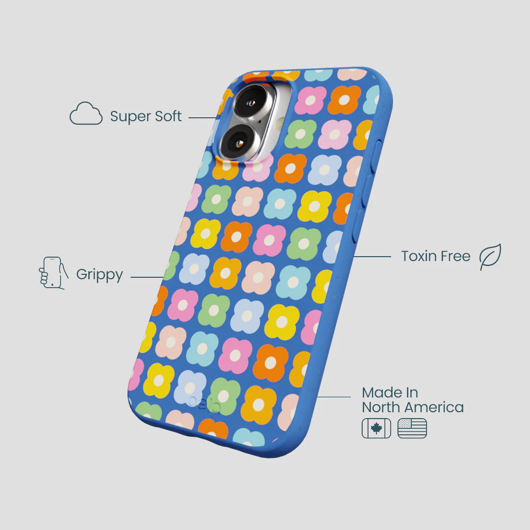 Electric Blue Petal Pop iPhone 16 Case - Image 4