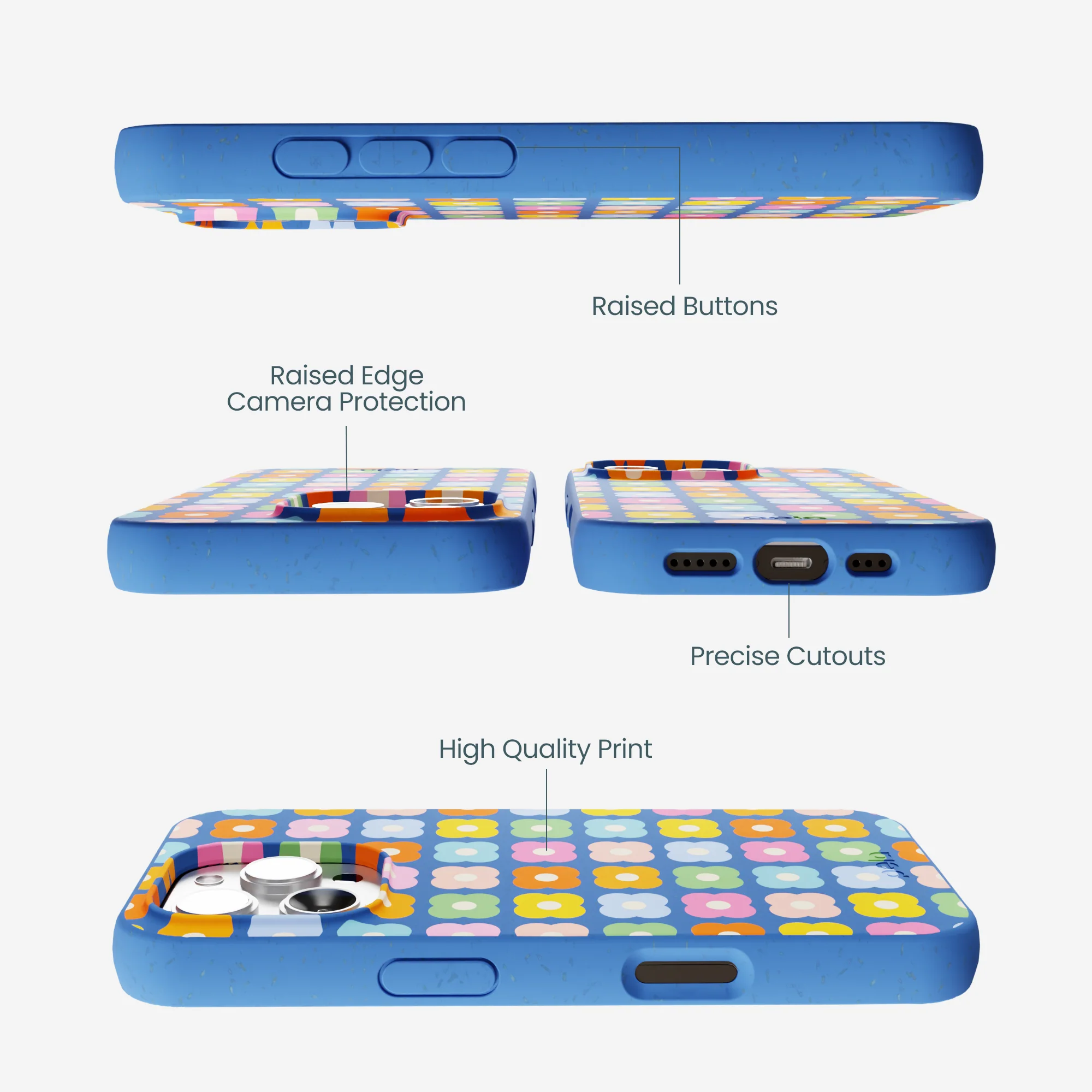 Electric Blue Petal Pop iPhone 16 Pro Max Case - Image 3