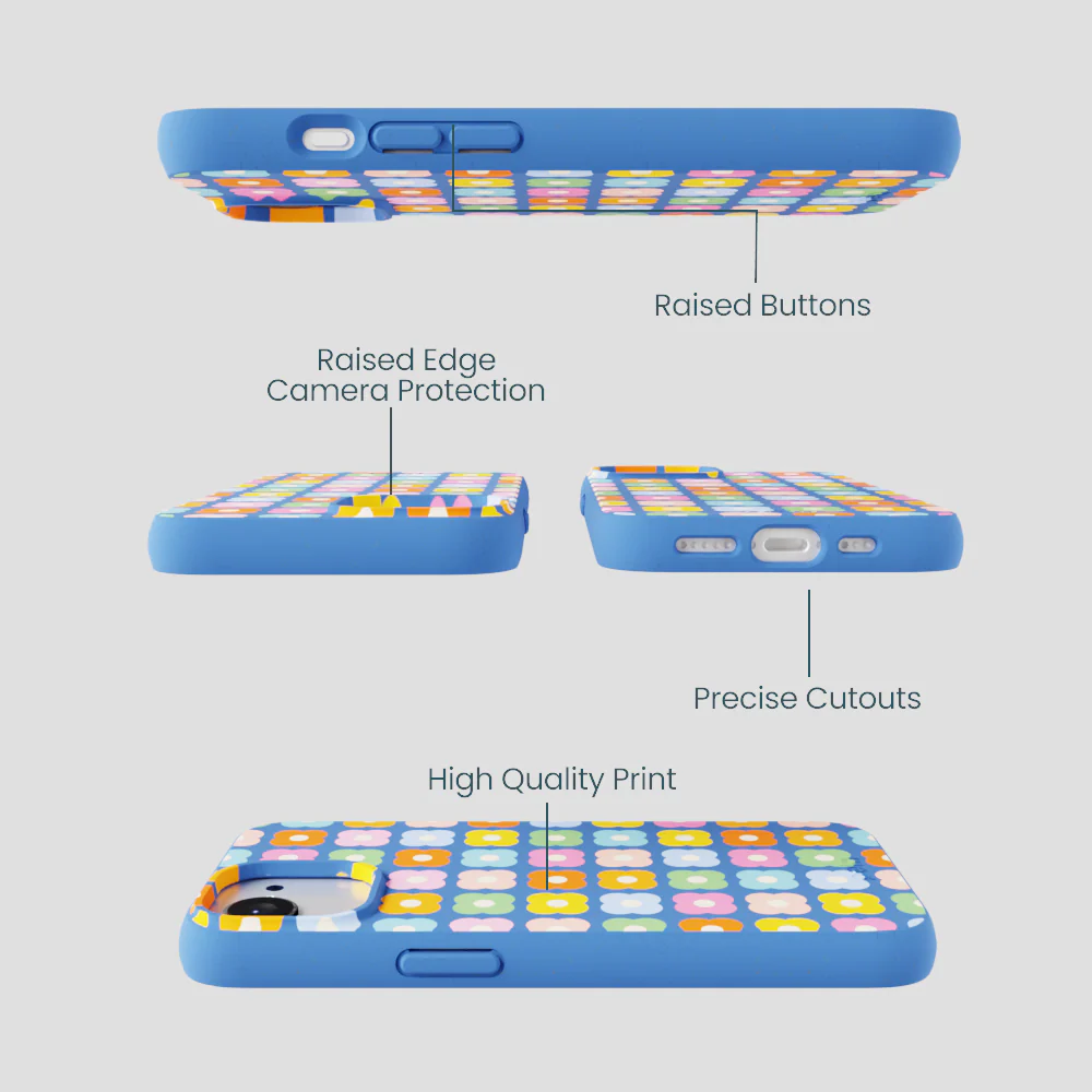 Electric Blue Petal Pop iPhone 16e/17e Case - Image 3