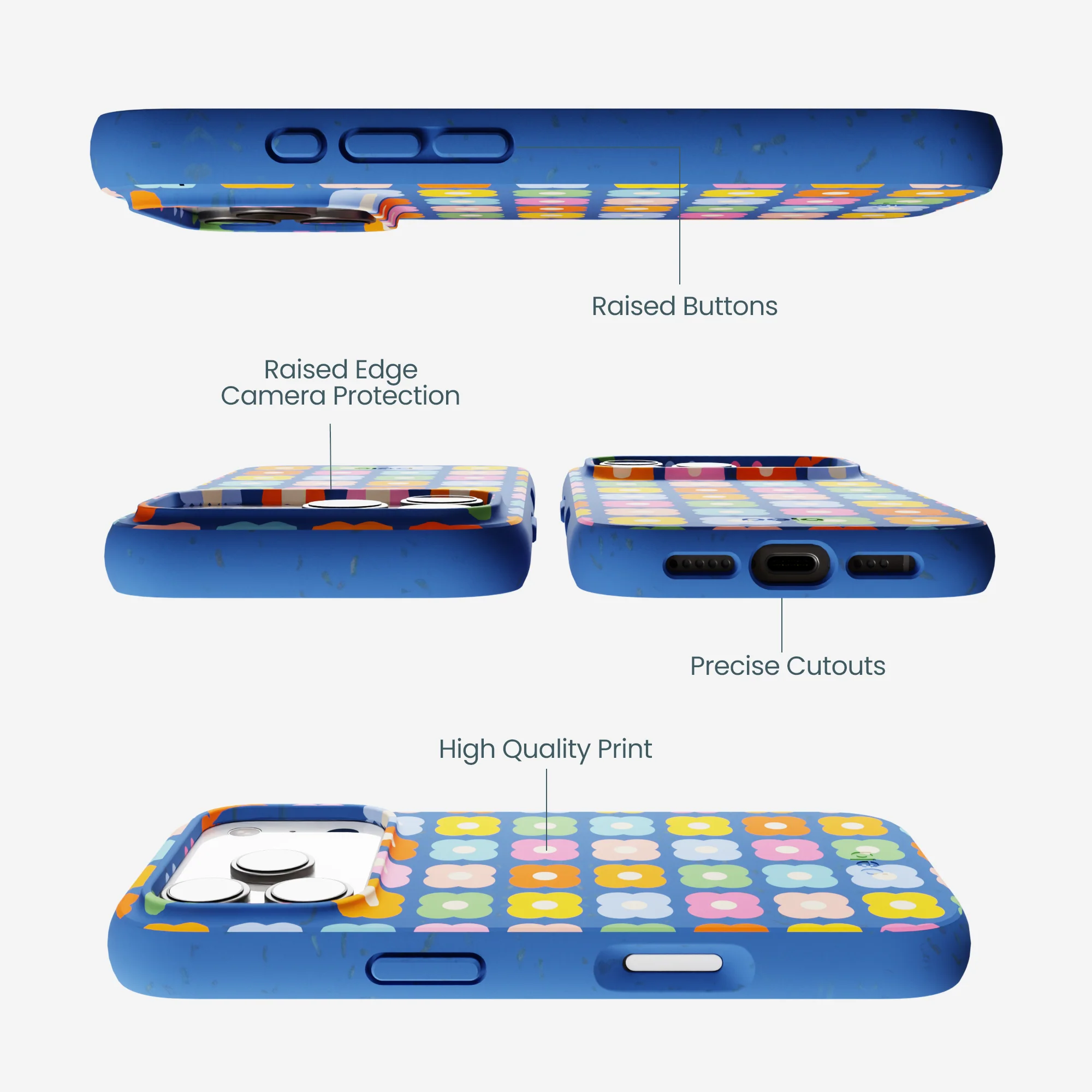 Electric Blue Petal Pop iPhone 17 Pro Case - Image 3