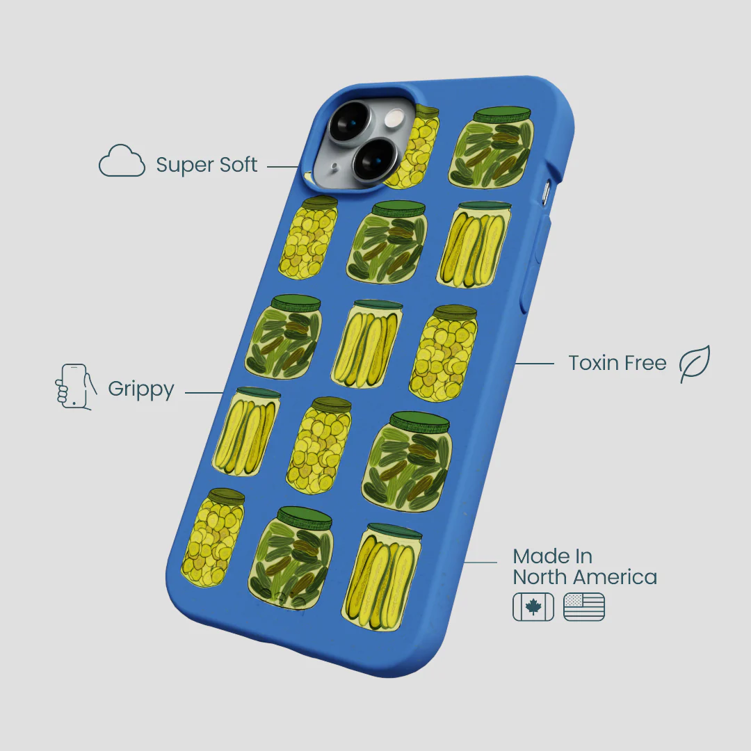 Electric Blue Pickling Pickles iPhone 14 Plus Case - Image 4