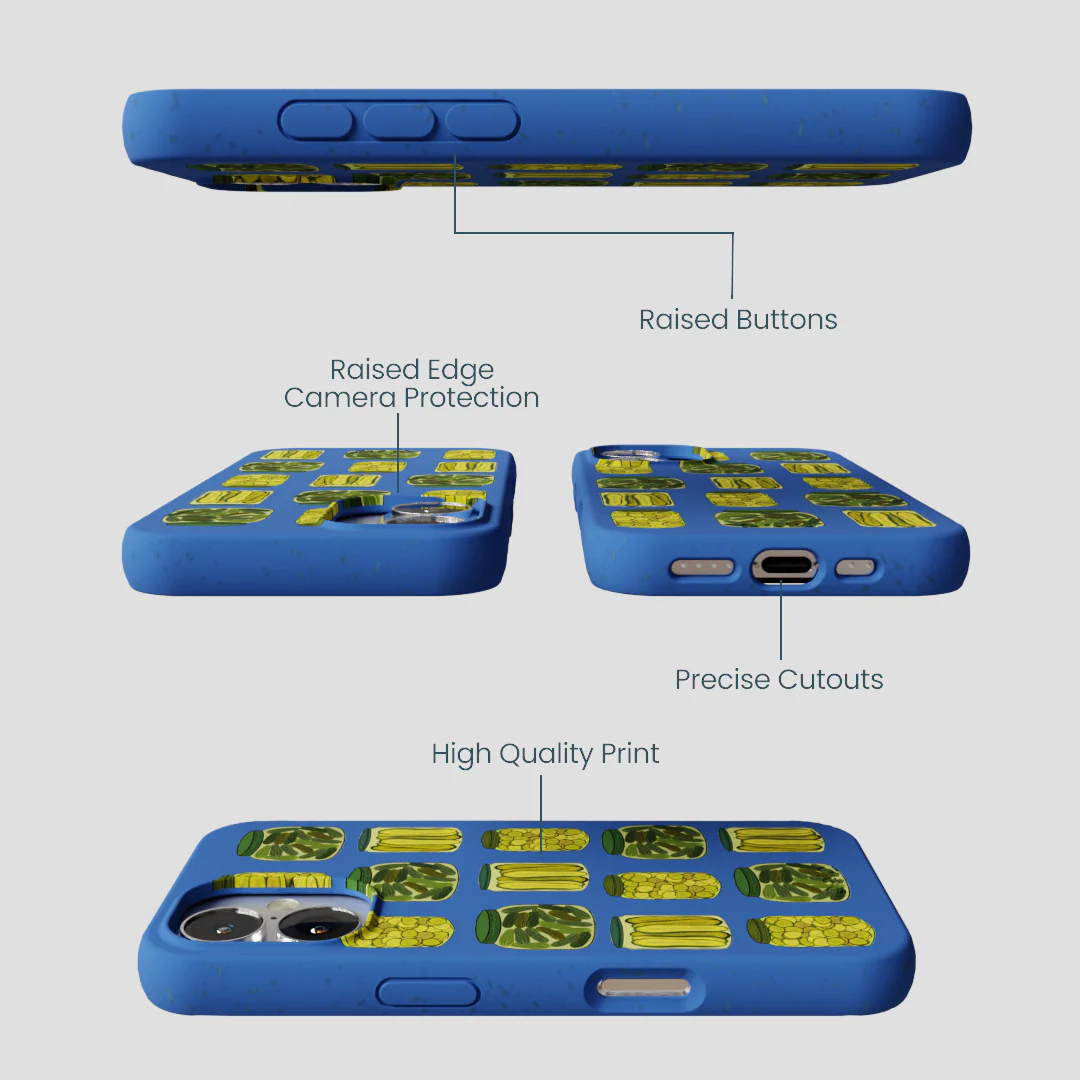 Electric Blue Pickling Pickles iPhone 16 Case - Image 3