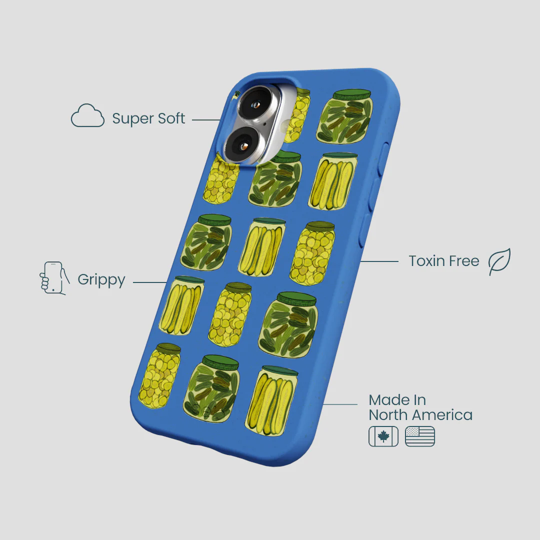 Electric Blue Pickling Pickles iPhone 16 Case - Image 4