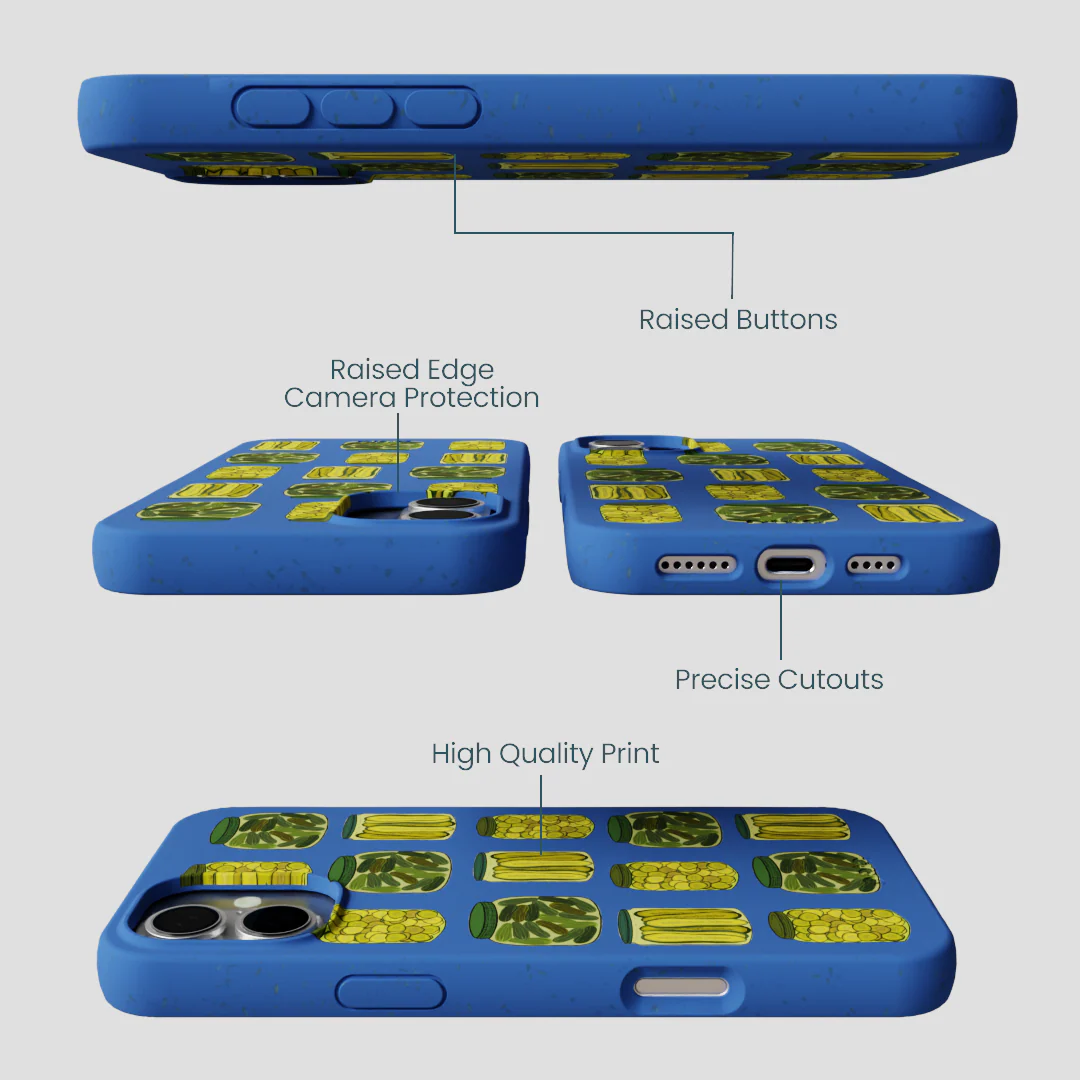 Electric Blue Pickling Pickles iPhone 16 Plus Case - Image 3