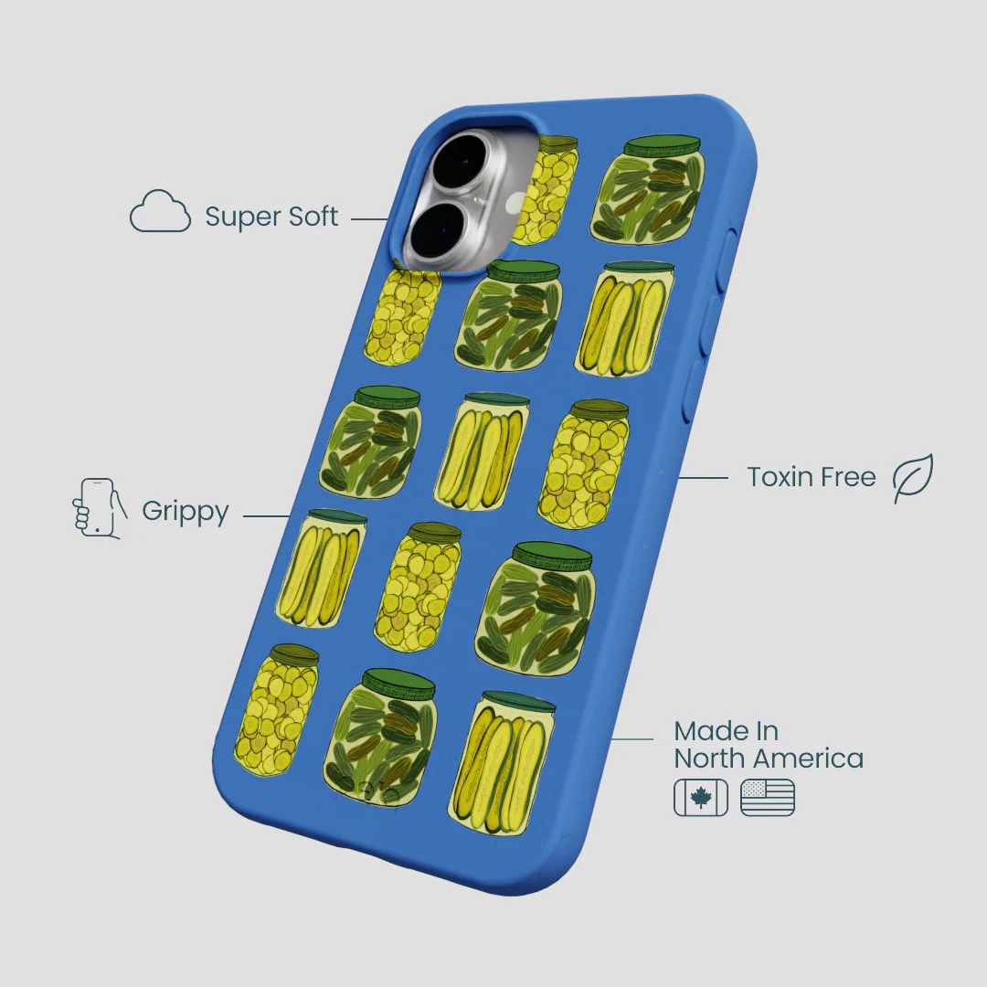 Electric Blue Pickling Pickles iPhone 16 Plus Case - Image 4