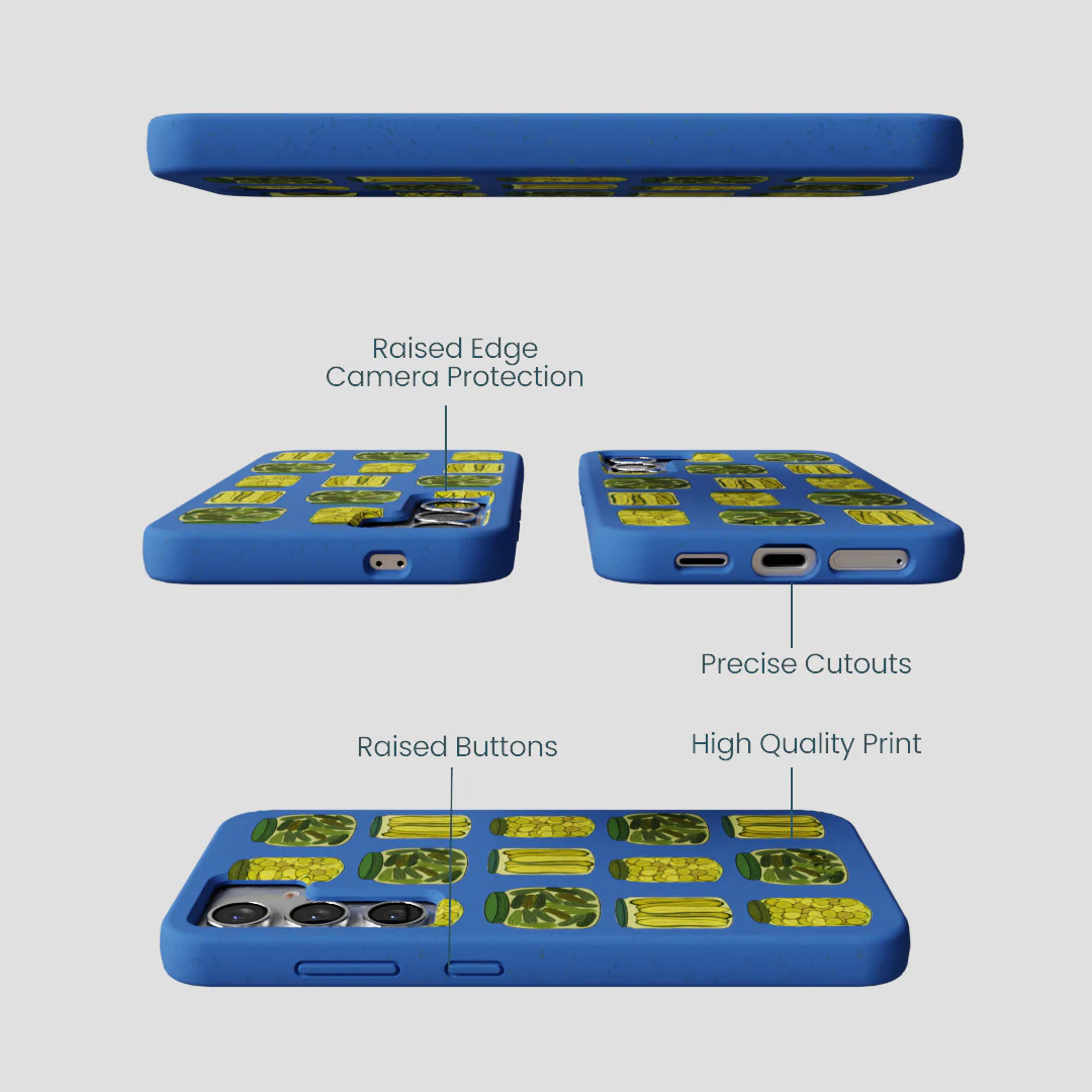 Electric Blue Pickling Pickles Samsung Galaxy S25 Case - Image 3