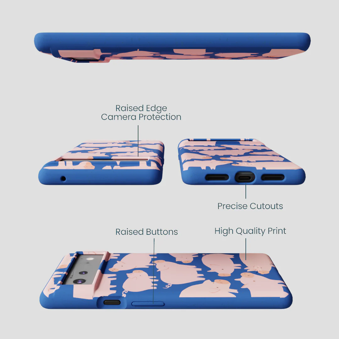 Electric Blue Piggies Google Pixel 6a Case - Image 3