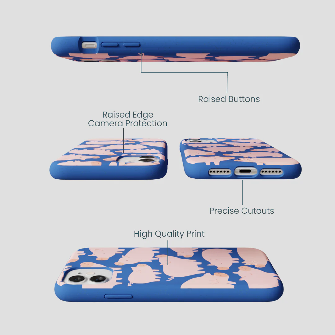 Electric Blue Piggies iPhone 11 Case - Image 3