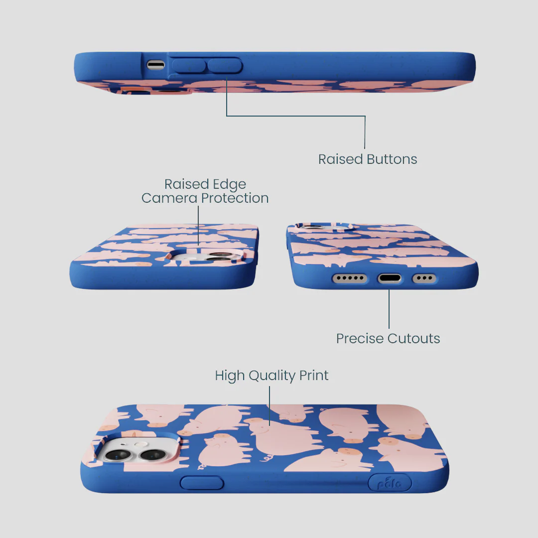 Electric Blue Piggies iPhone 12/ iPhone 12 Pro Case - Image 3