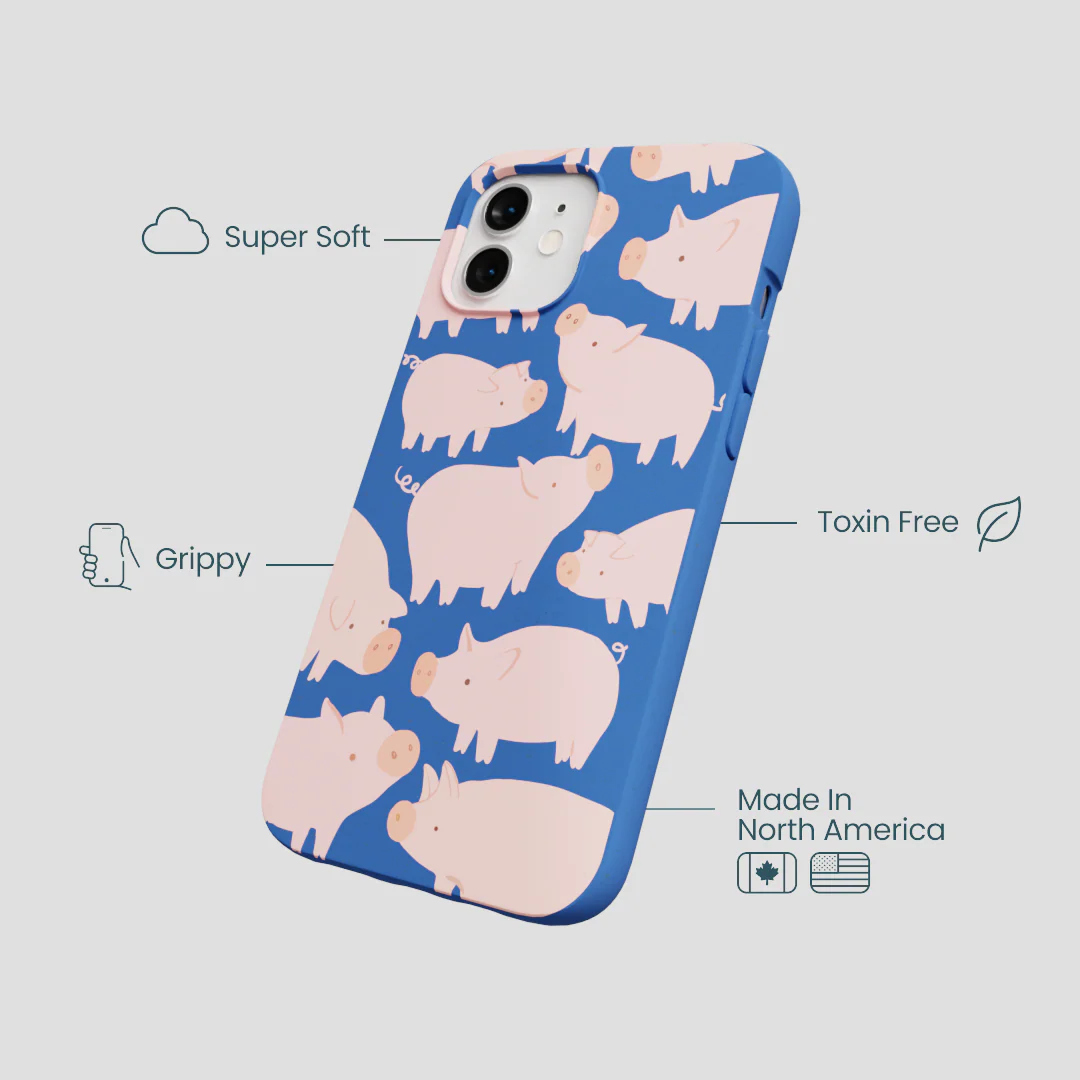 Electric Blue Piggies iPhone 12/ iPhone 12 Pro Case - Image 4