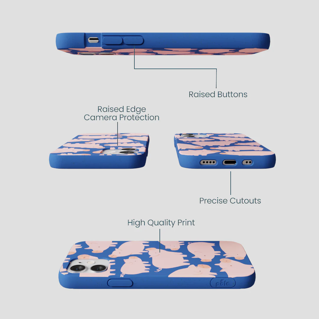 Electric Blue Piggies iPhone 12 Mini Case - Image 3