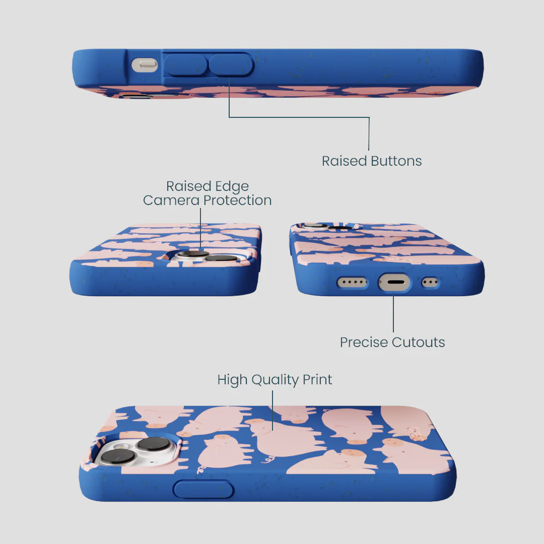 Electric Blue Piggies iPhone 13 Case - Image 3