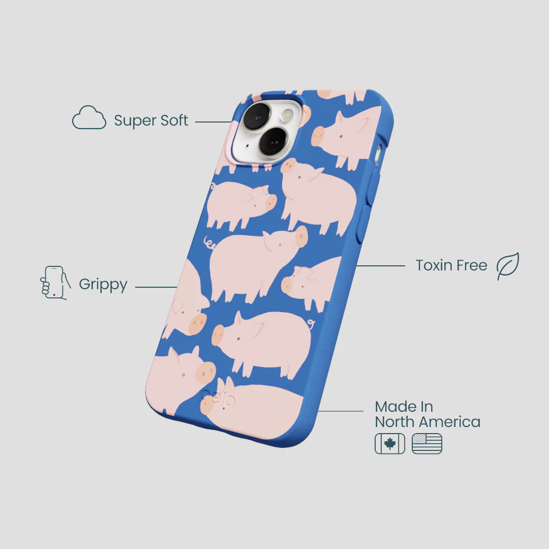 Electric Blue Piggies iPhone 13 Mini Case - Image 4