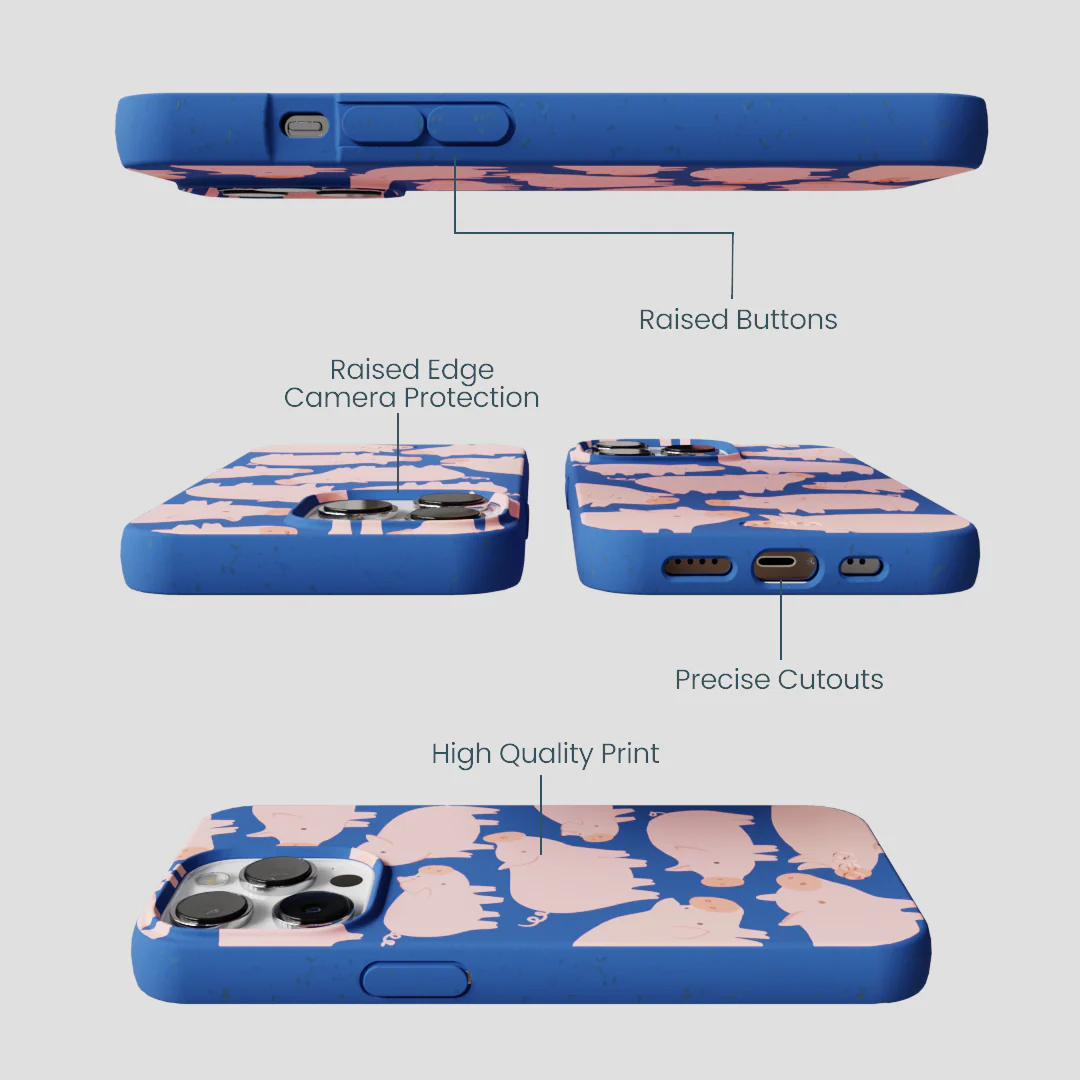 Electric Blue Piggies iPhone 13 Pro Max Case - Image 3