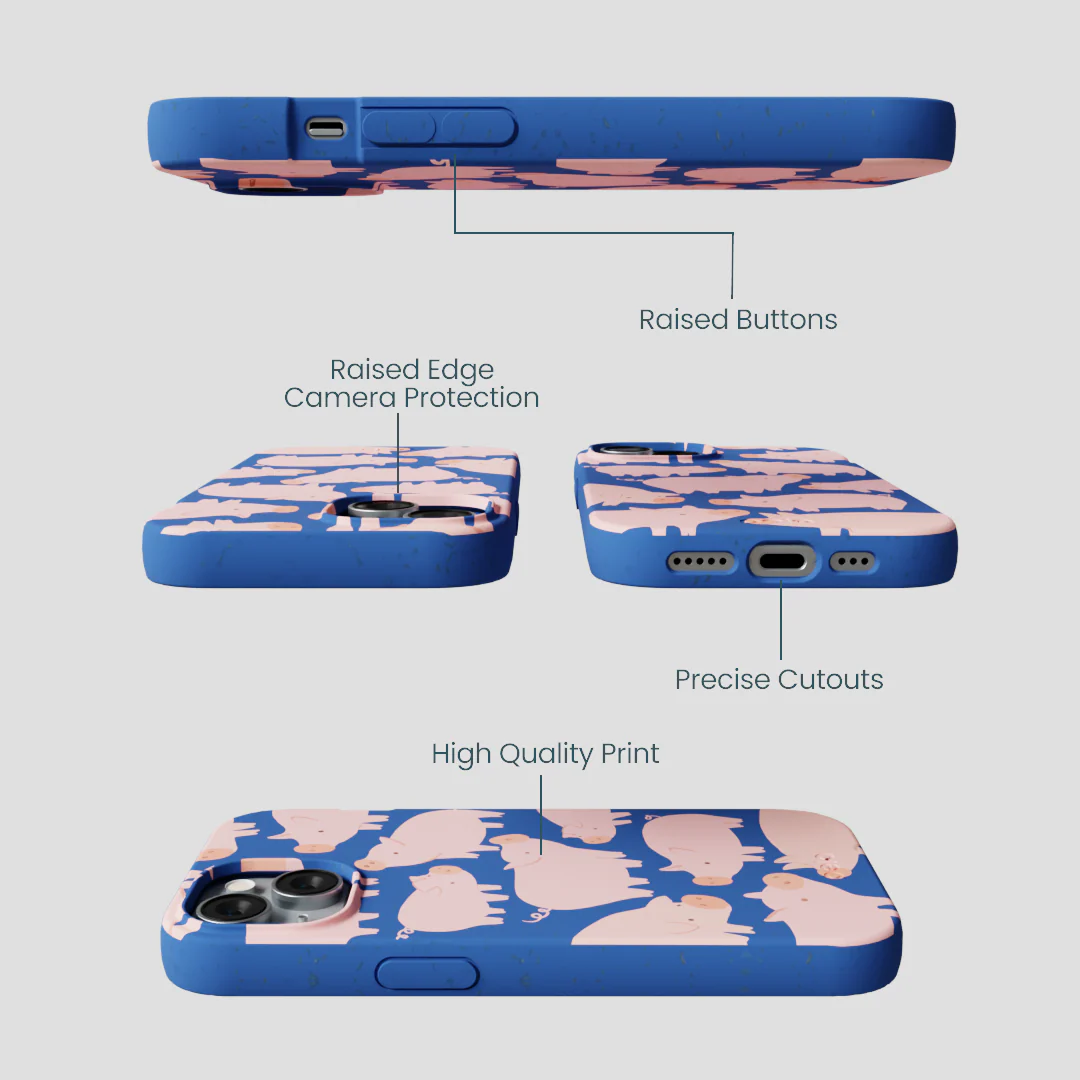 Electric Blue Piggies iPhone 14 Case - Image 3