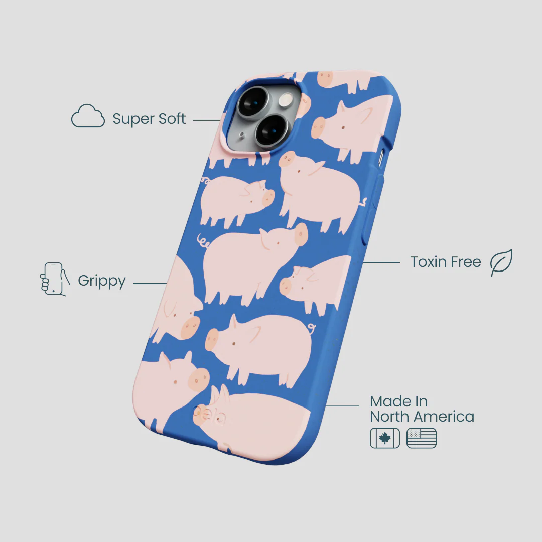 Electric Blue Piggies iPhone 14 Case - Image 4
