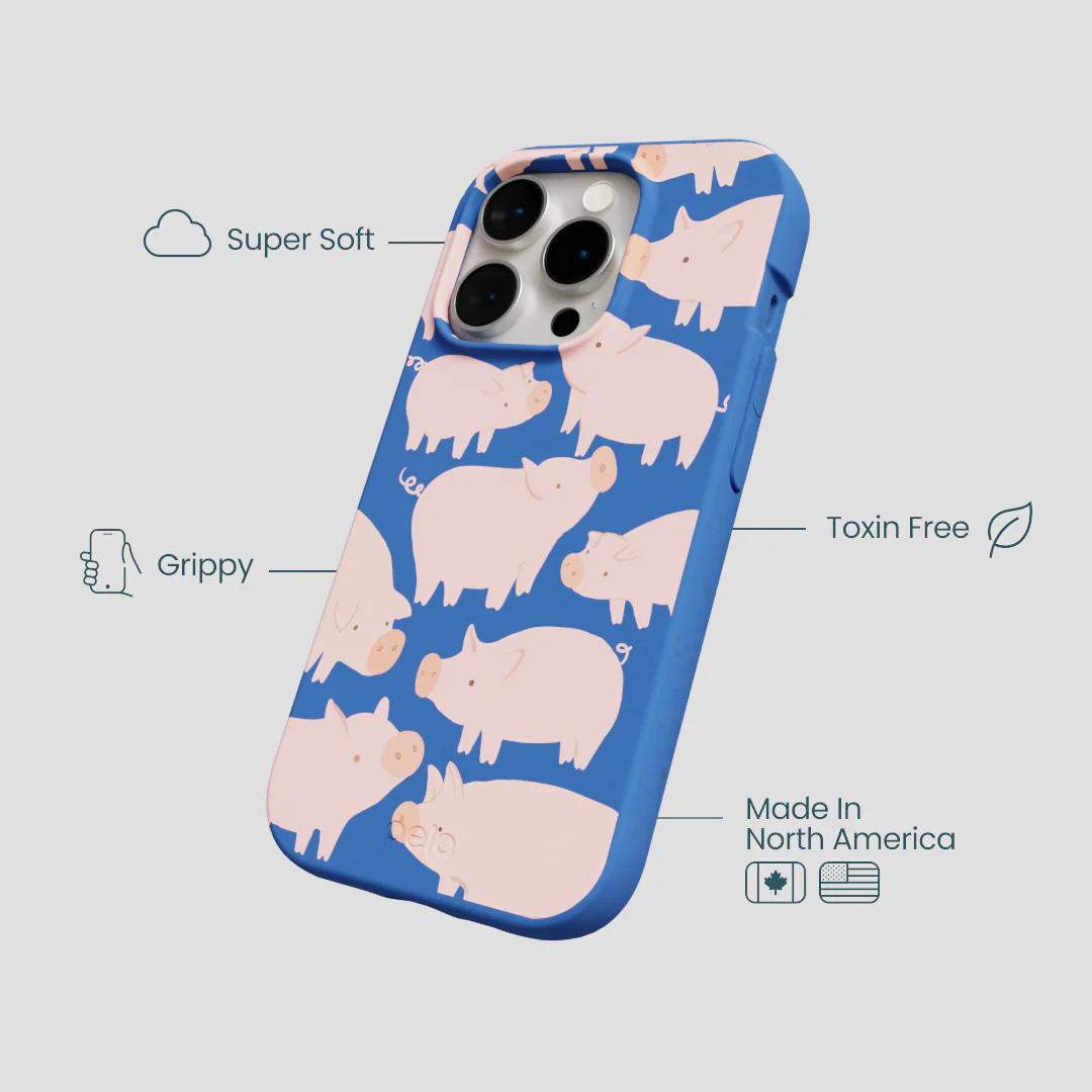 Electric Blue Piggies iPhone 14 Pro Case - Image 4