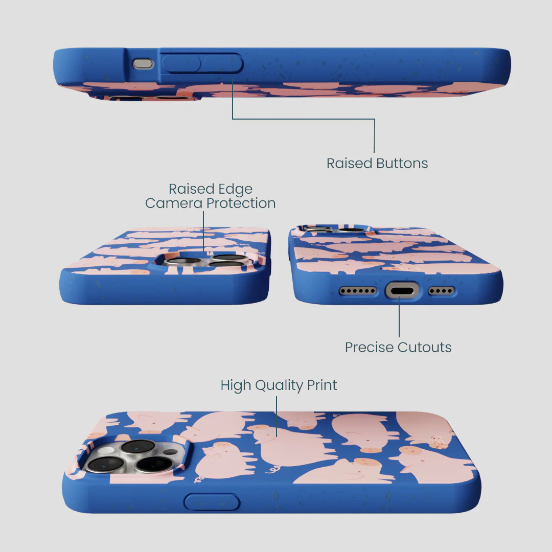 Electric Blue Piggies iPhone 14 Pro Max Case - Image 3