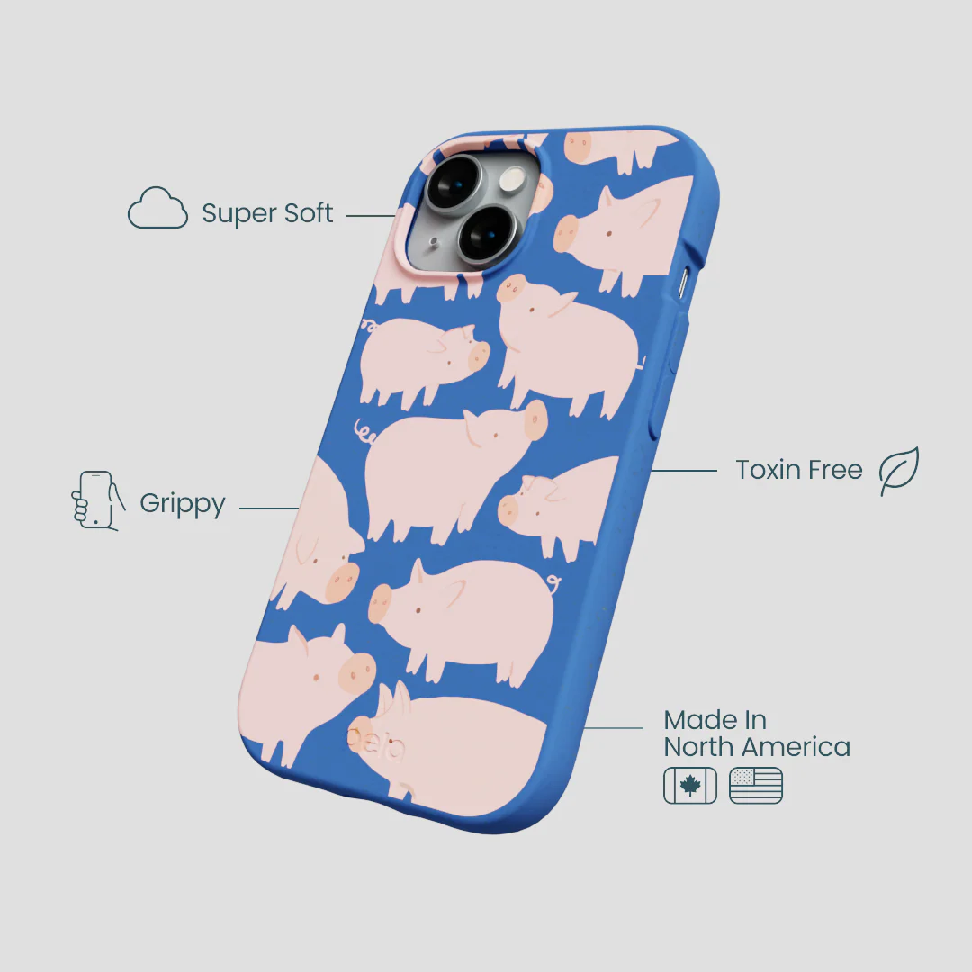 Electric Blue Piggies iPhone 15 Case - Image 4