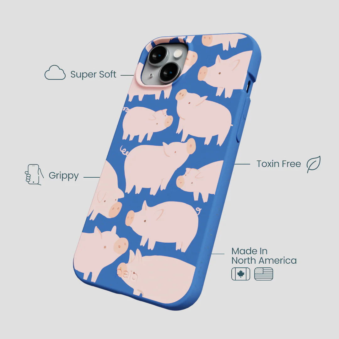 Electric Blue Piggies iPhone 15 Plus Case - Image 4