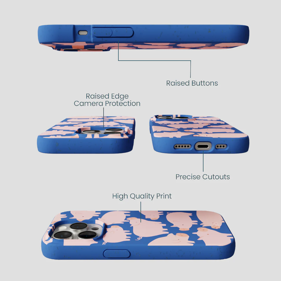 Electric Blue Piggies iPhone 15 Pro Case - Image 3