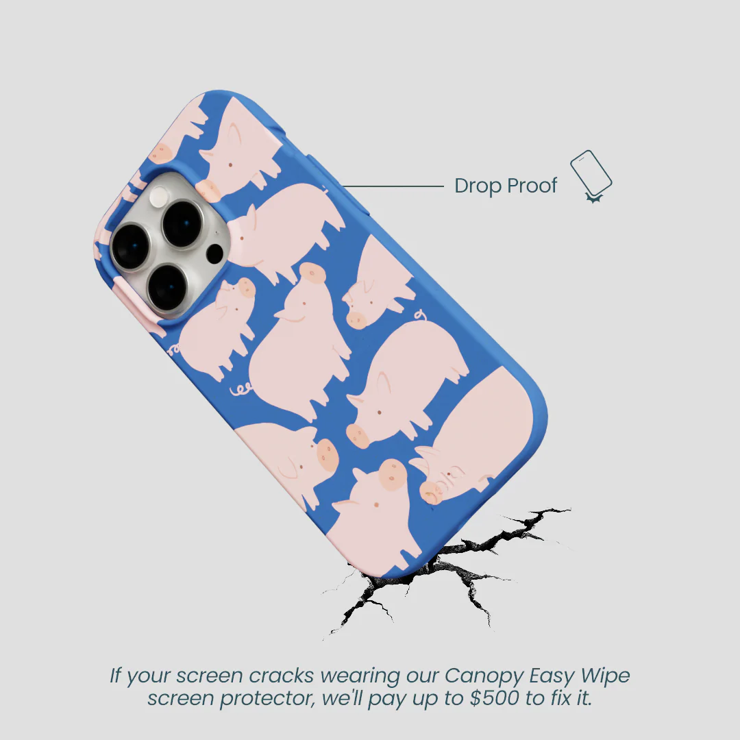 Electric Blue Piggies iPhone 15 Pro Case - Image 5