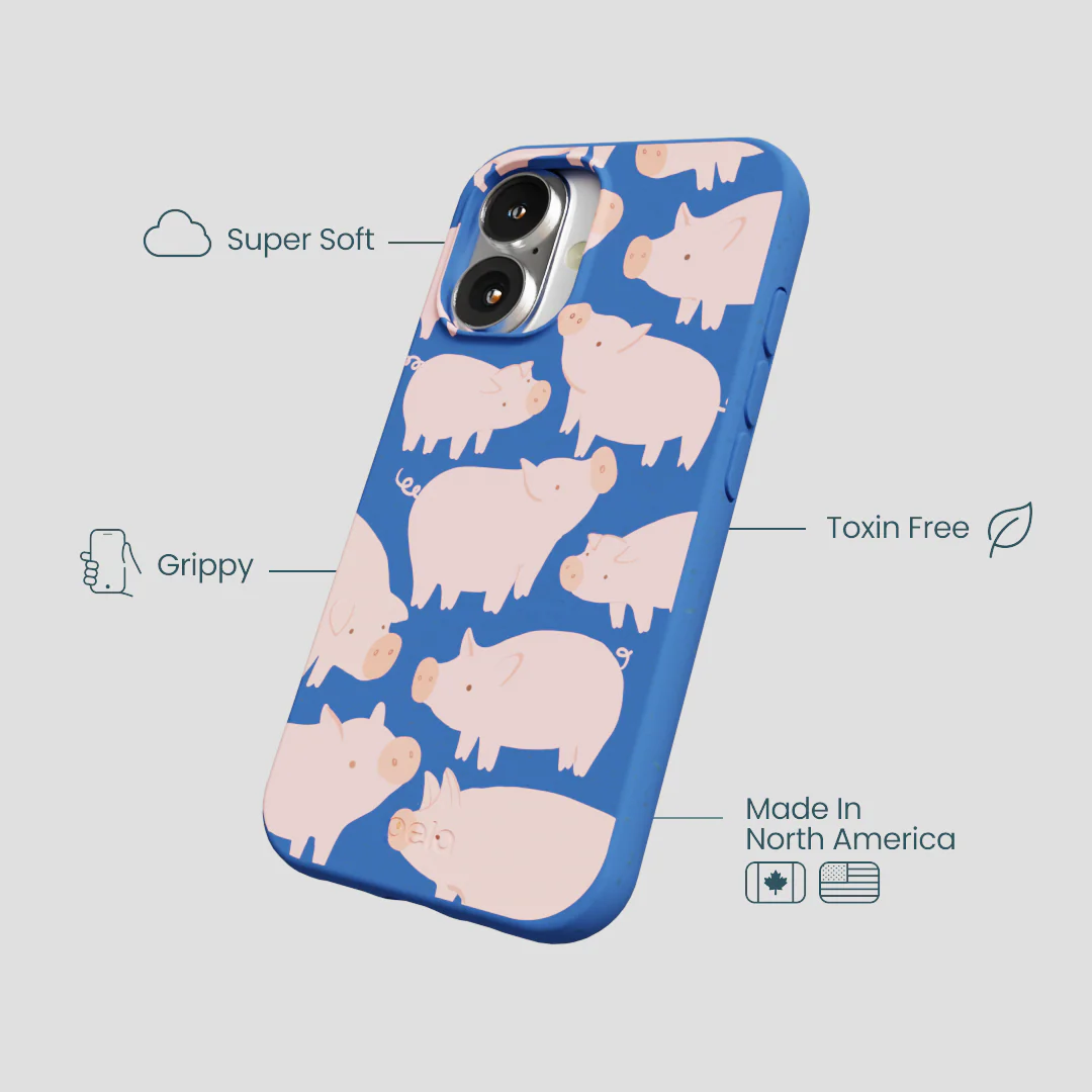 Electric Blue Piggies iPhone 16 Case - Image 4