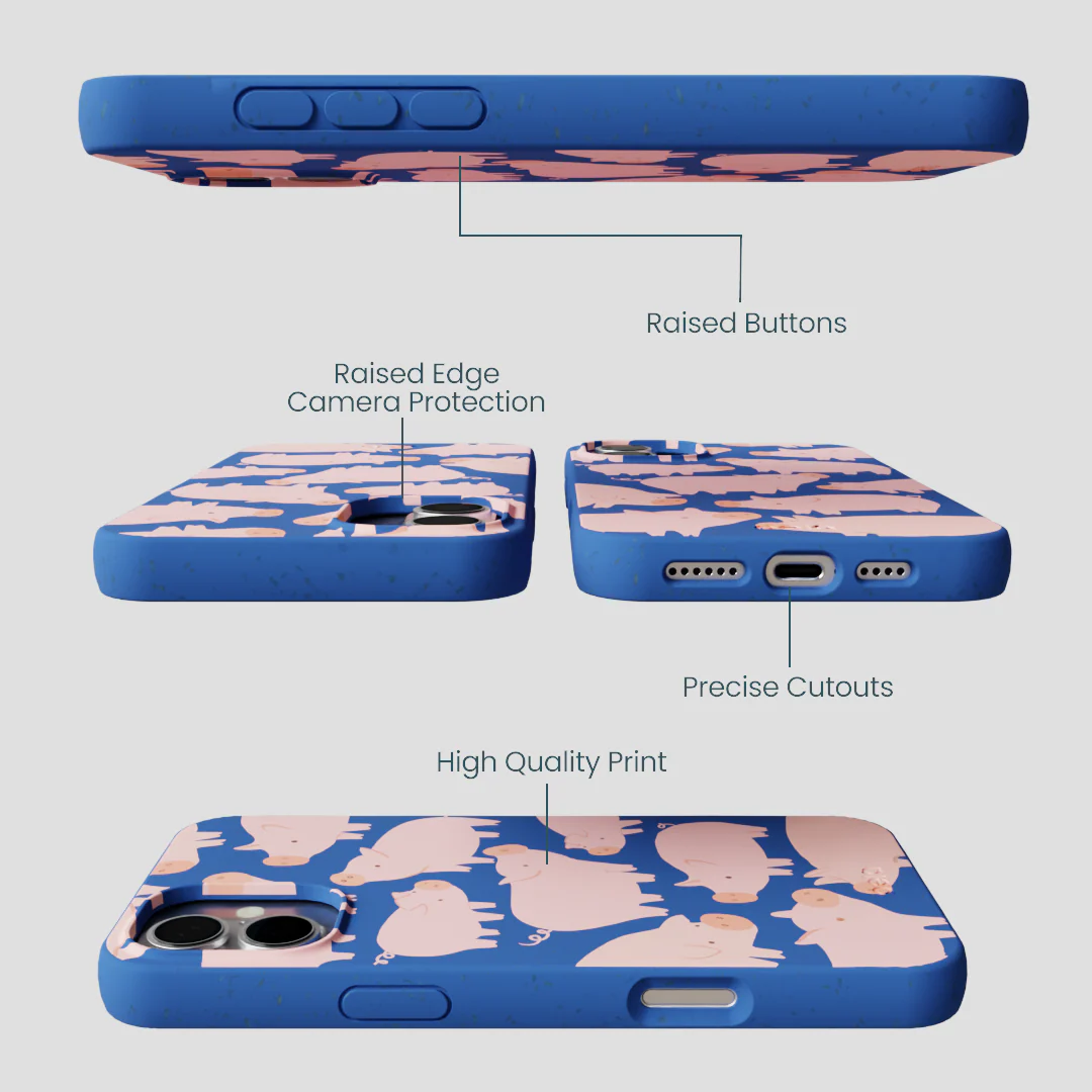 Electric Blue Piggies iPhone 16 Plus Case - Image 3