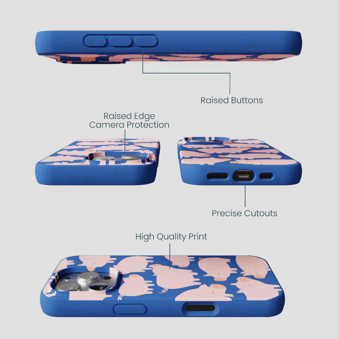 Electric Blue Piggies iPhone 16 Pro Case - Image 3
