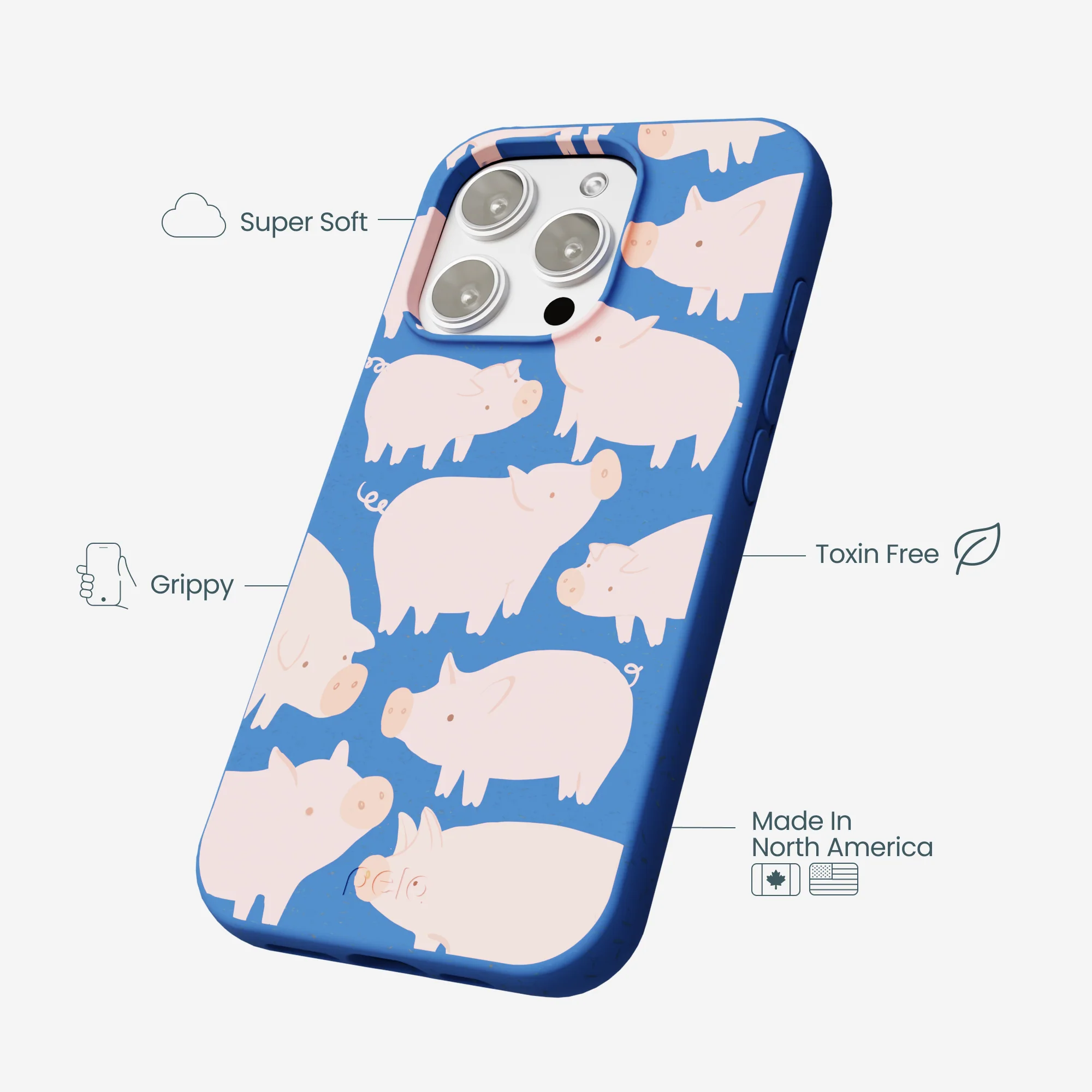 Electric Blue Piggies iPhone 16 Pro Max Case - Image 4