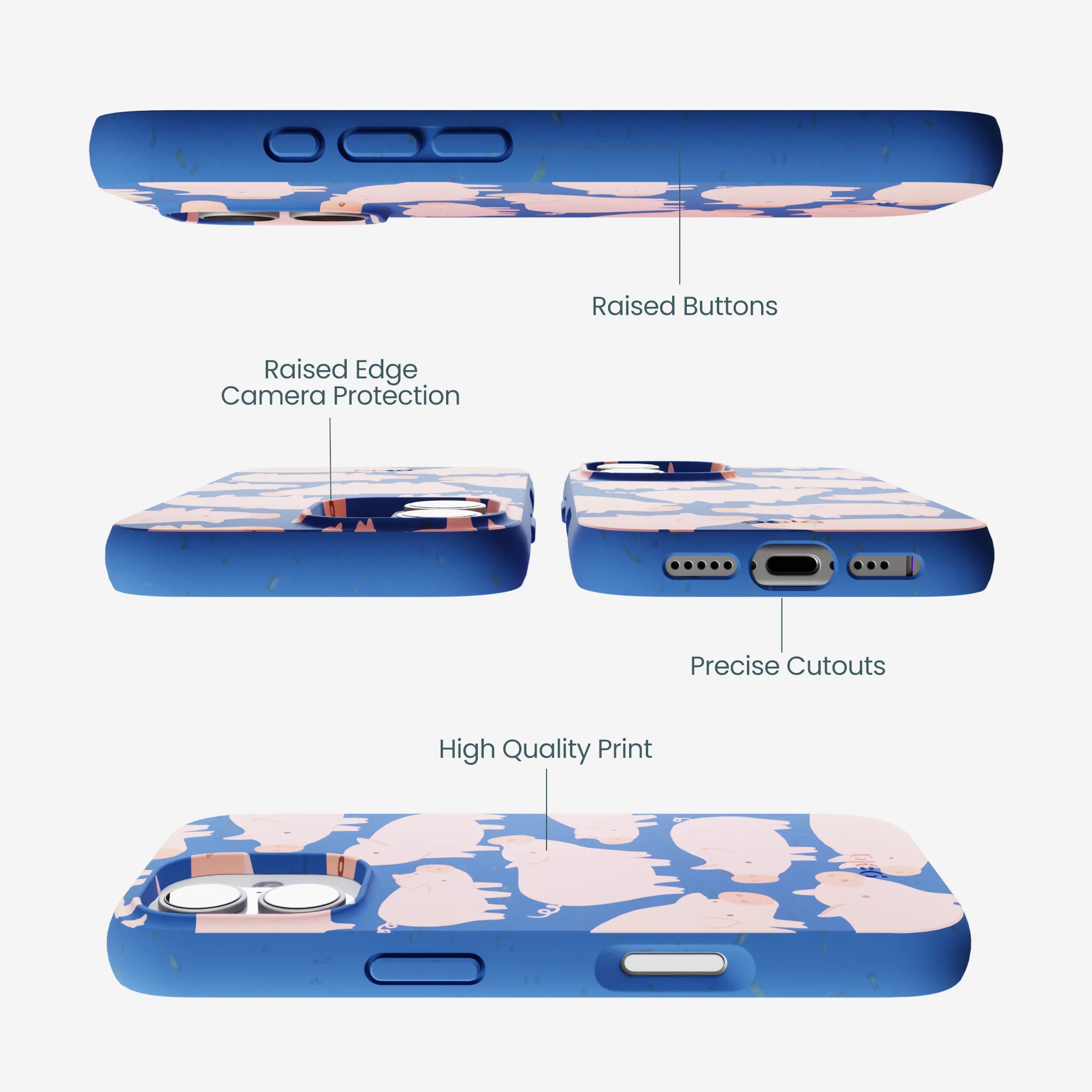 Electric Blue Piggies iPhone 17 Case - Image 3