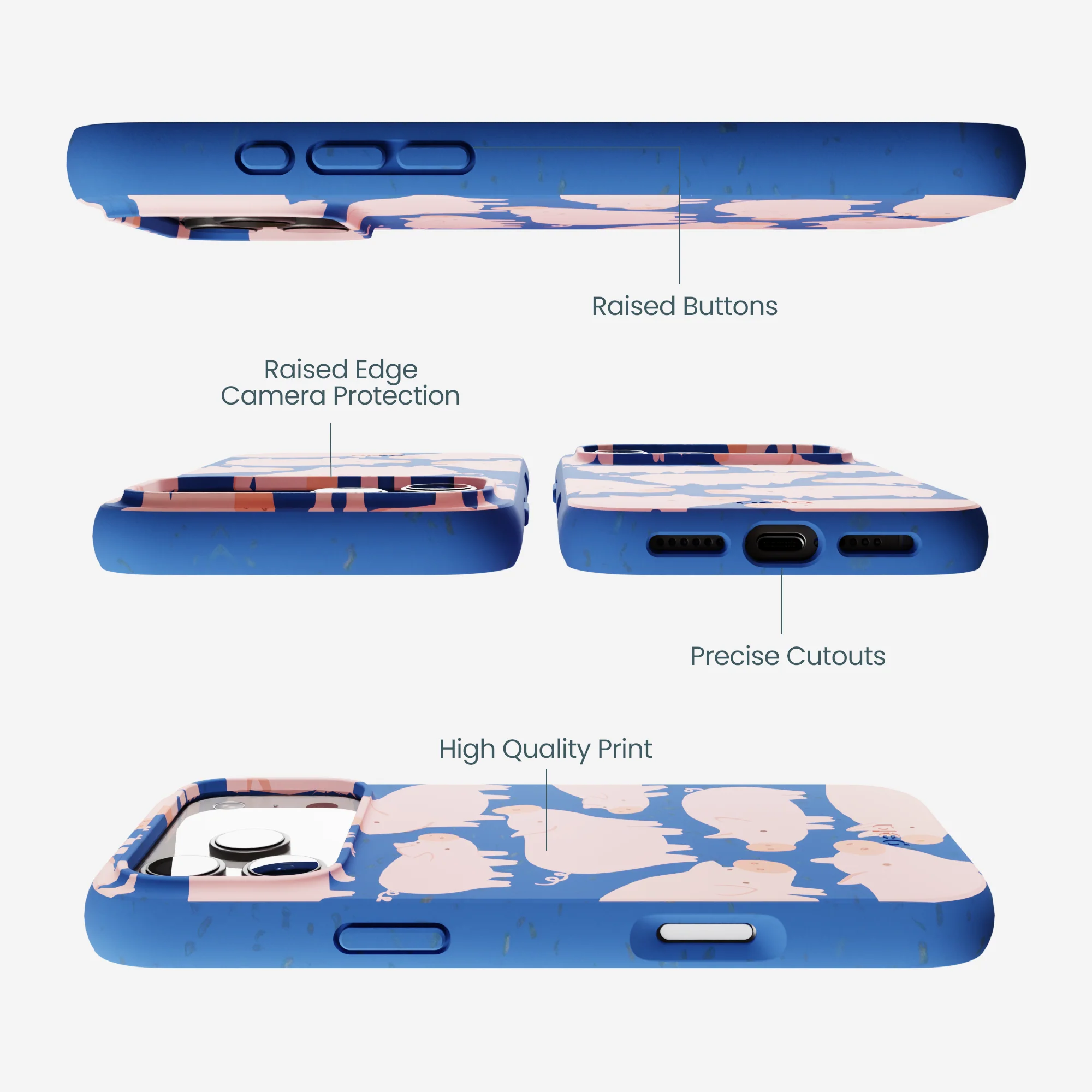 Electric Blue Piggies iPhone 17 Pro Max Case - Image 3