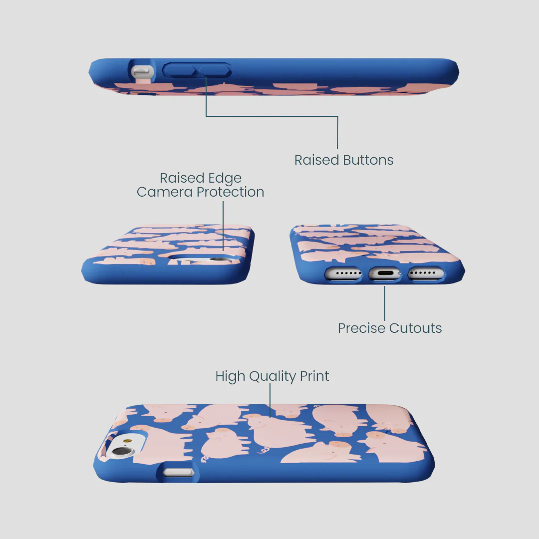 Electric Blue Piggies iPhone 6/6s/7/8/SE Case - Image 3