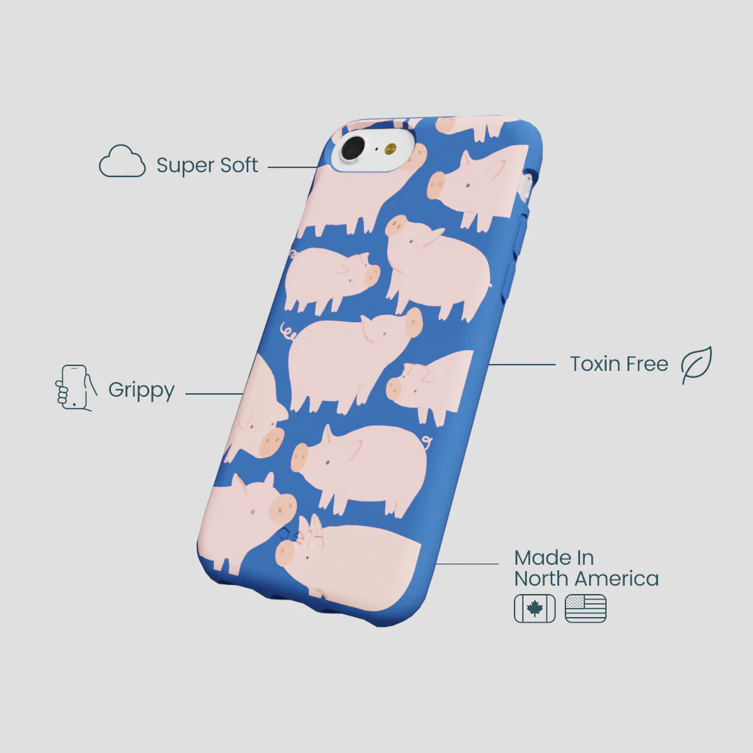 Electric Blue Piggies iPhone 6/6s/7/8/SE Case - Image 4