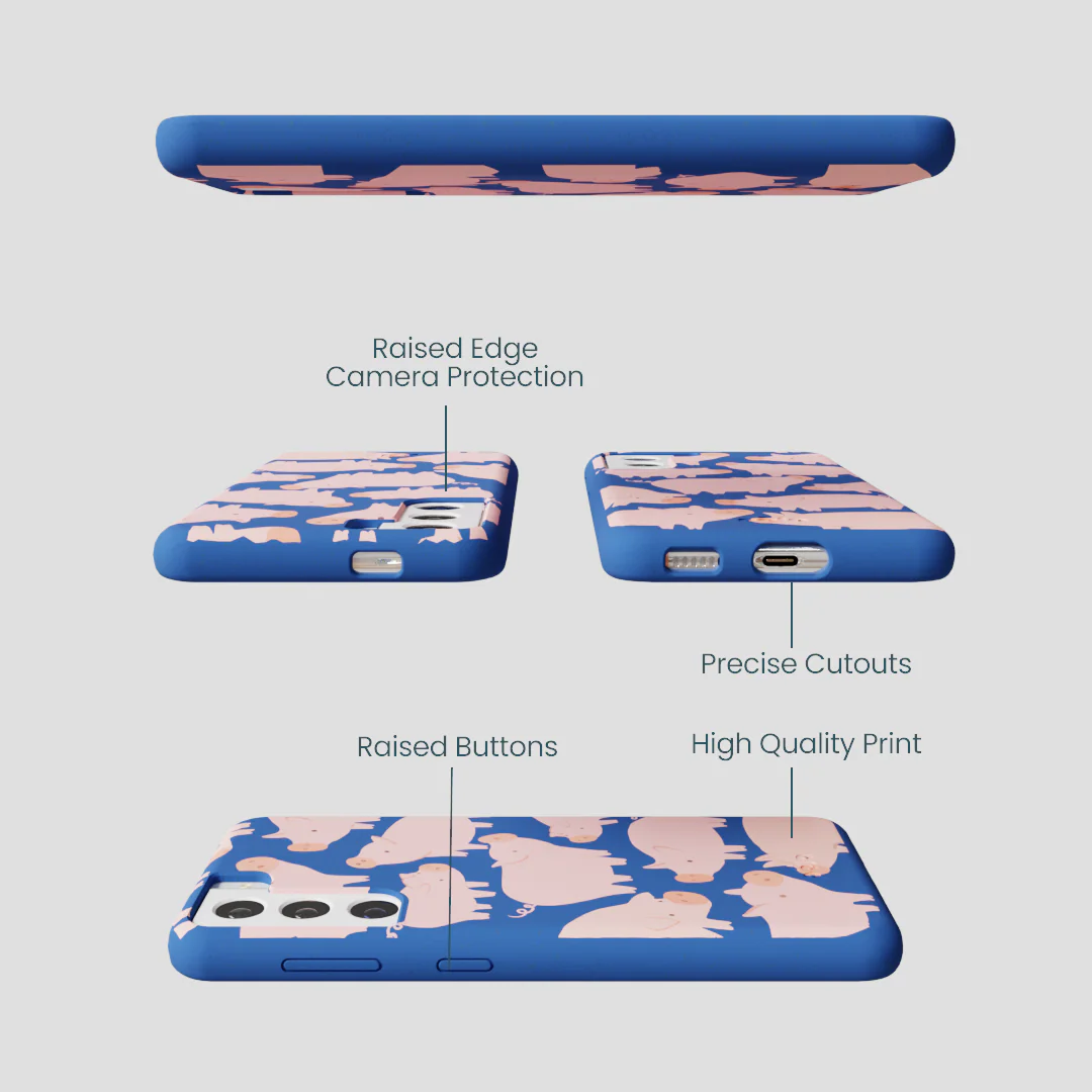 Electric Blue Piggies Samsung Galaxy S22 Case - Image 3