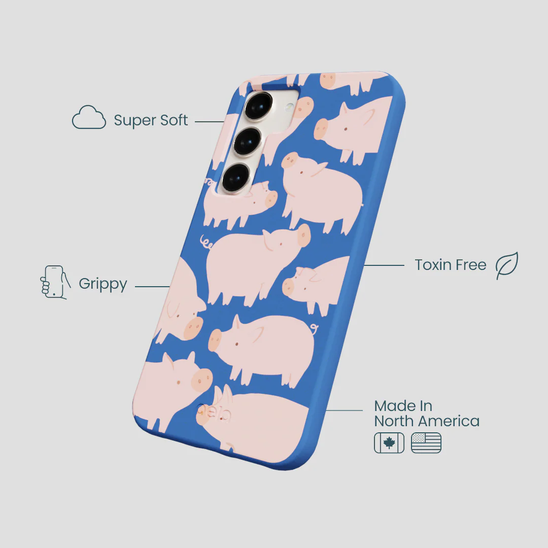 Electric Blue Piggies Samsung Galaxy S24 Case - Image 4