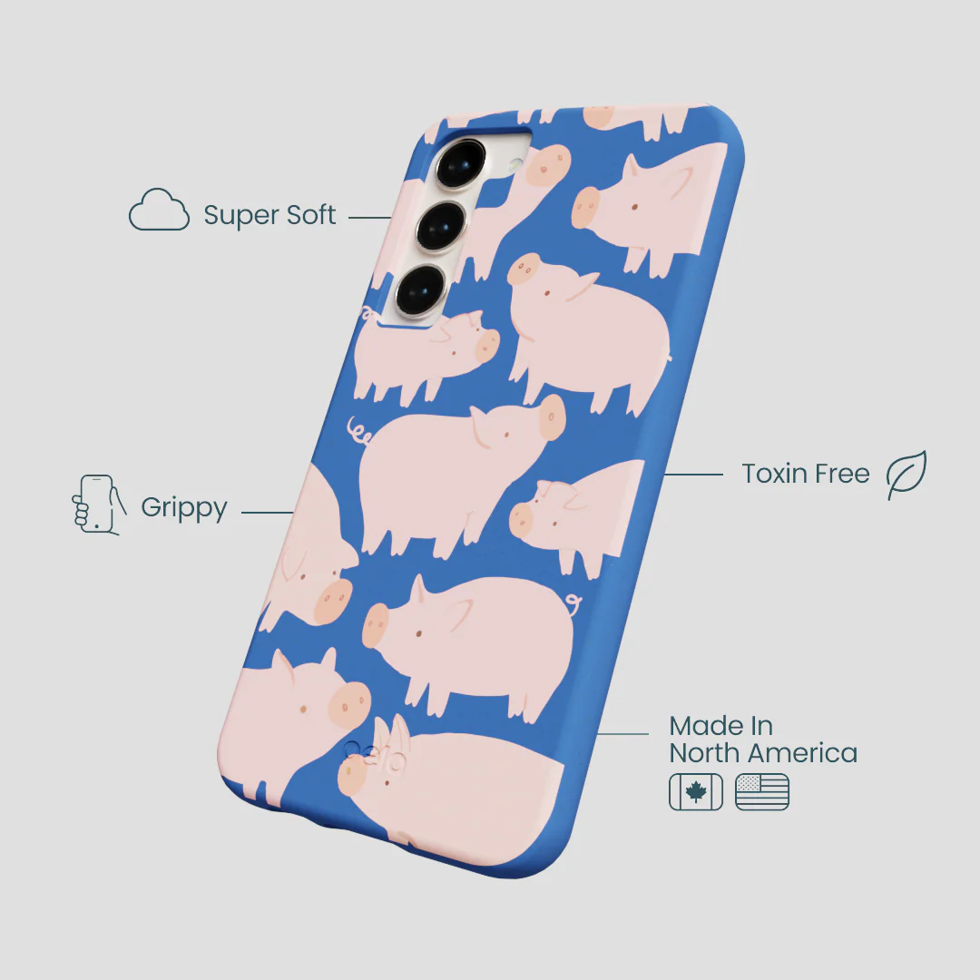 Electric Blue Piggies Samsung Galaxy S24+(Plus) Case - Image 4