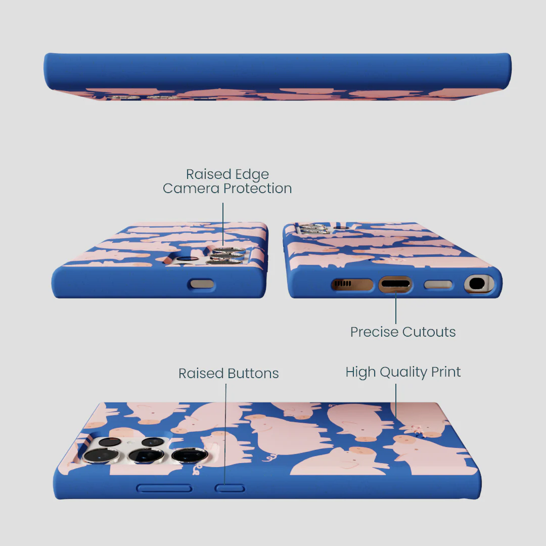 Electric Blue Piggies Samsung Galaxy S24 Ultra Case - Image 3
