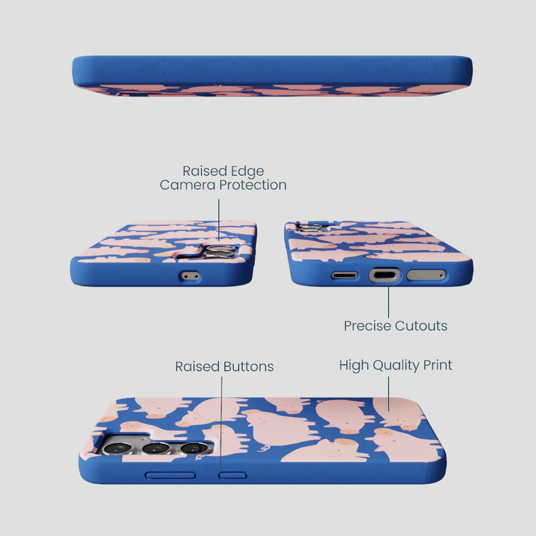 Electric Blue Piggies Samsung Galaxy S25 Case - Image 3